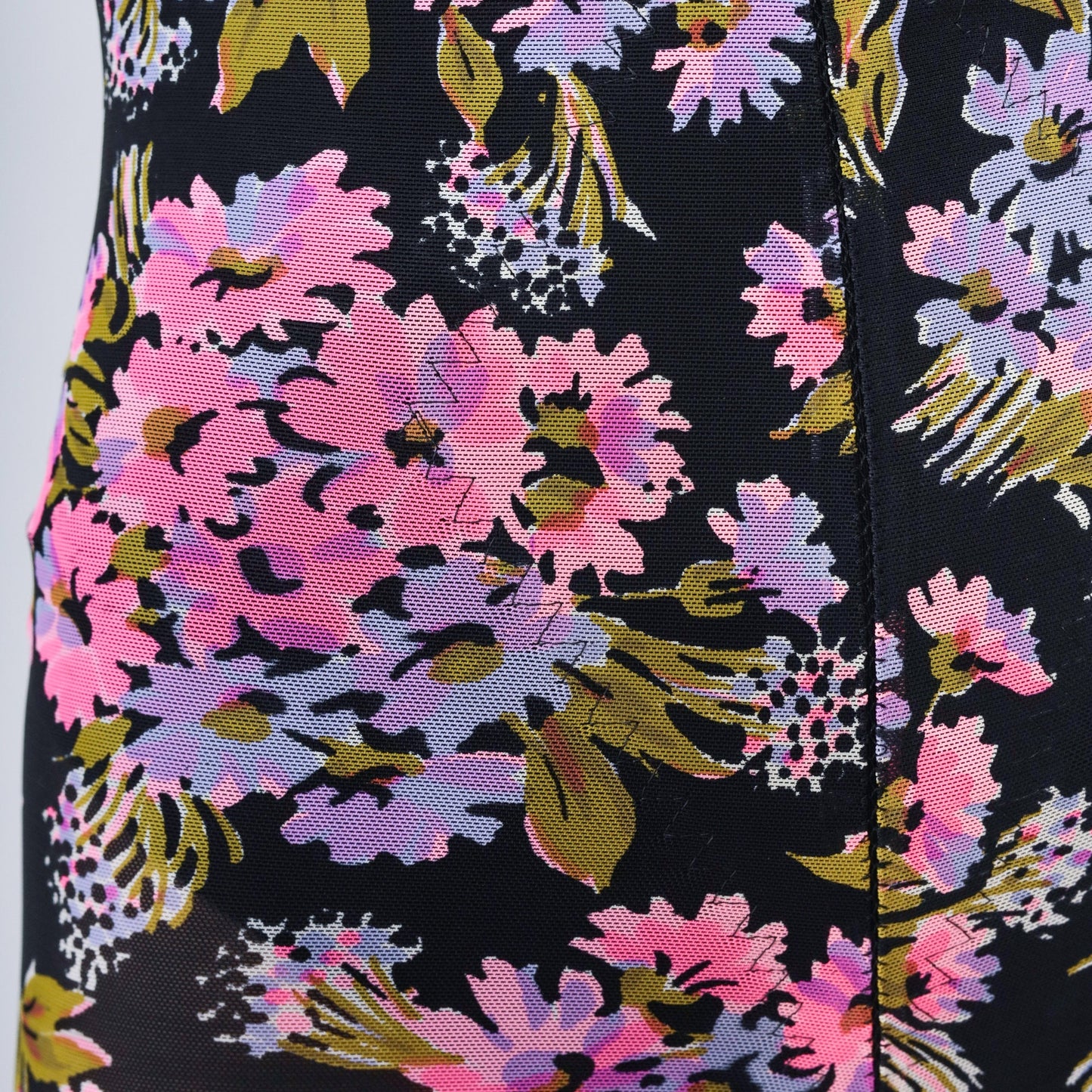 60s Hayes Panty Girdle Floral Black Hot Pink Shapewear Extra Small