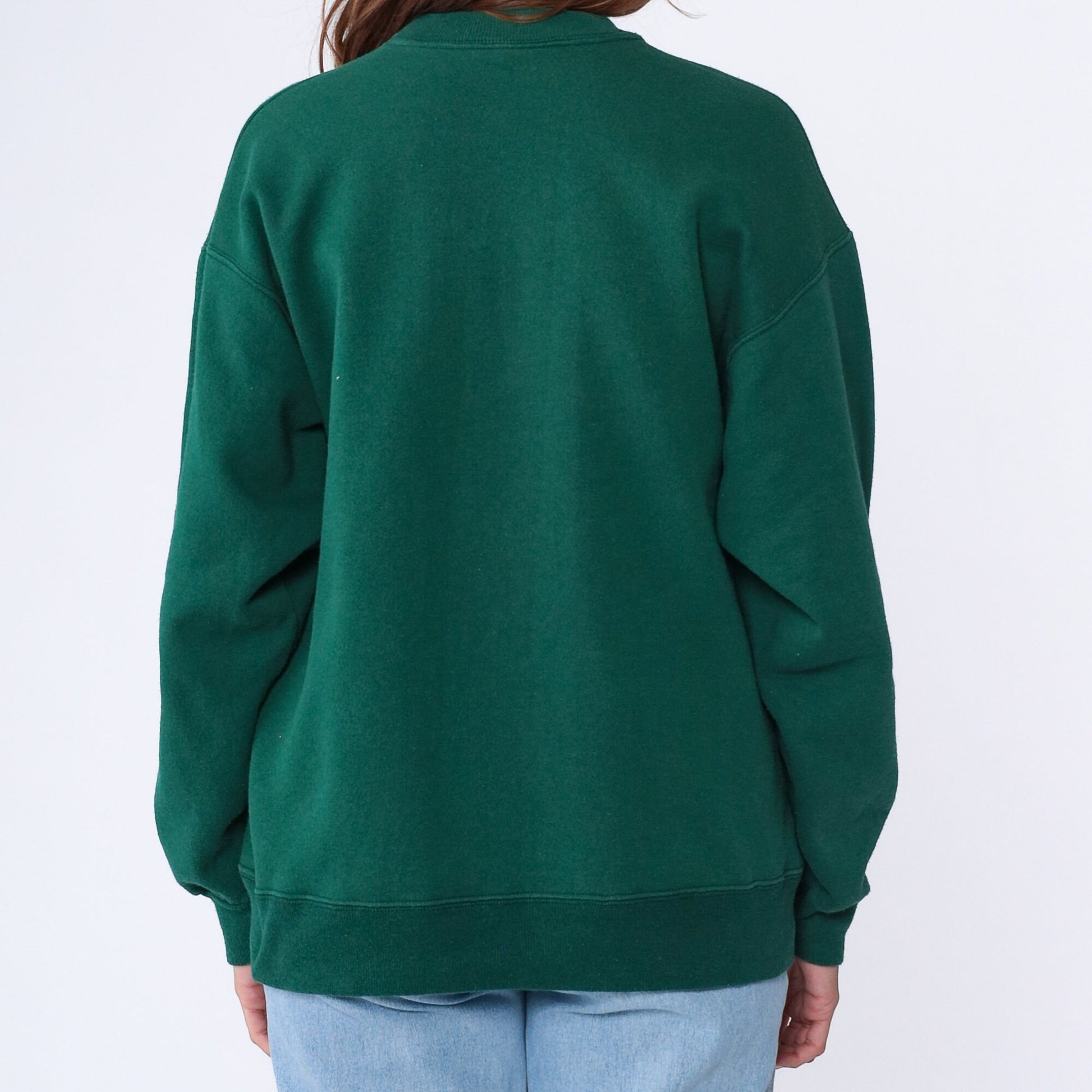 90s Washington DC Sparkly Sweatshirt Dark Green Glitter Spellout Crewneck Large