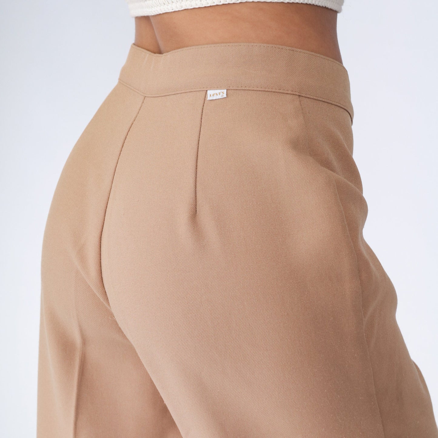 70s Levi's Tan High-Waist Wide-Leg Trousers Straight Leg Medium 30