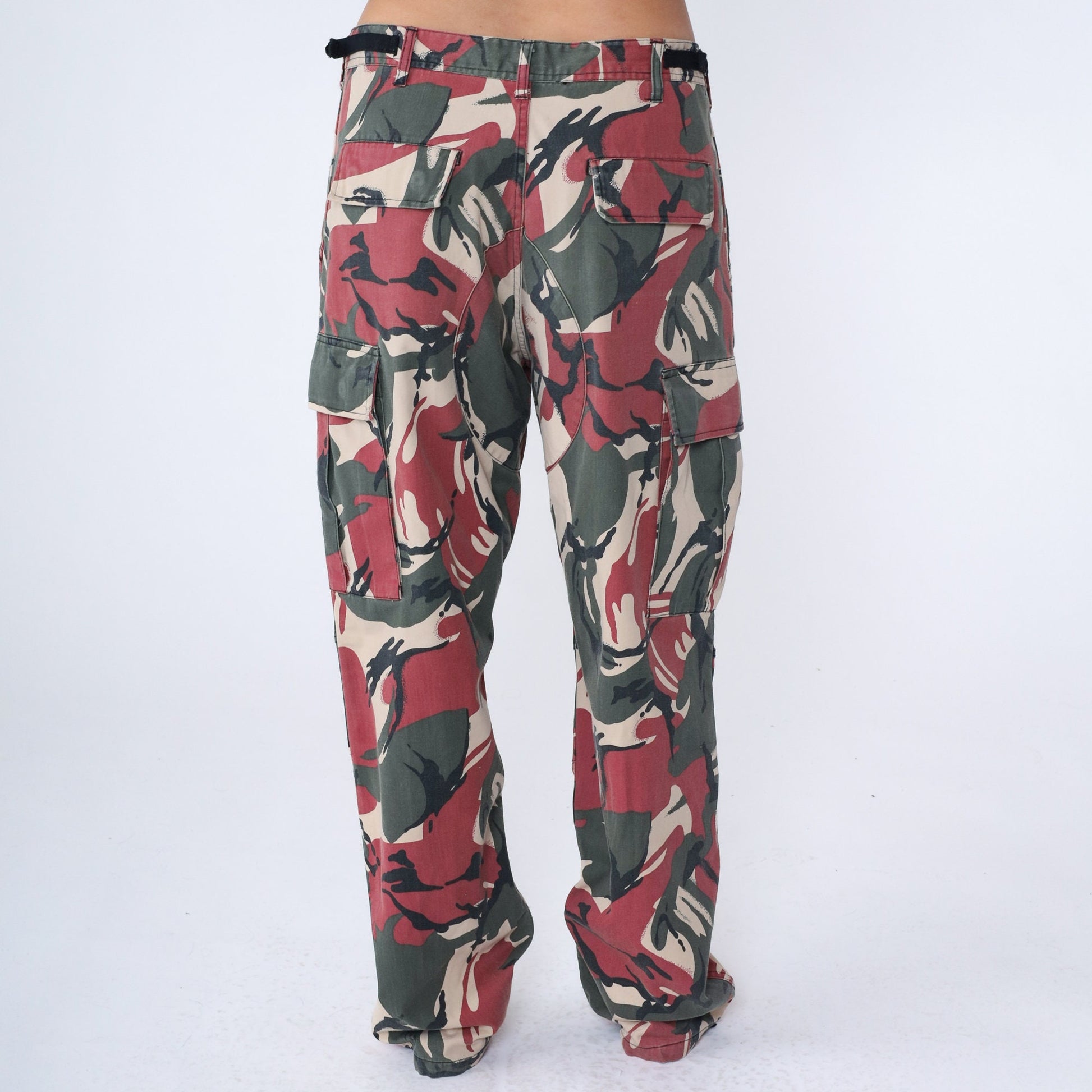 Y2K Rothco Camo Cargo Pants Red Tan Green Camouflage Men's Large