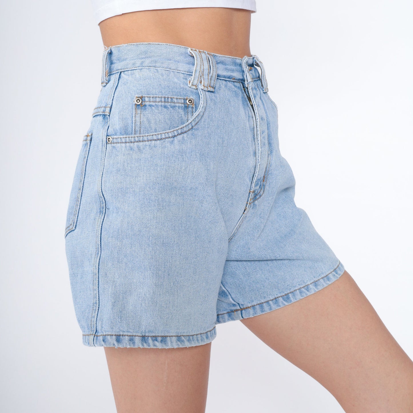 90s Beverly Hills Denim High-Waist Jean Shorts Blue Light Wash 2XS