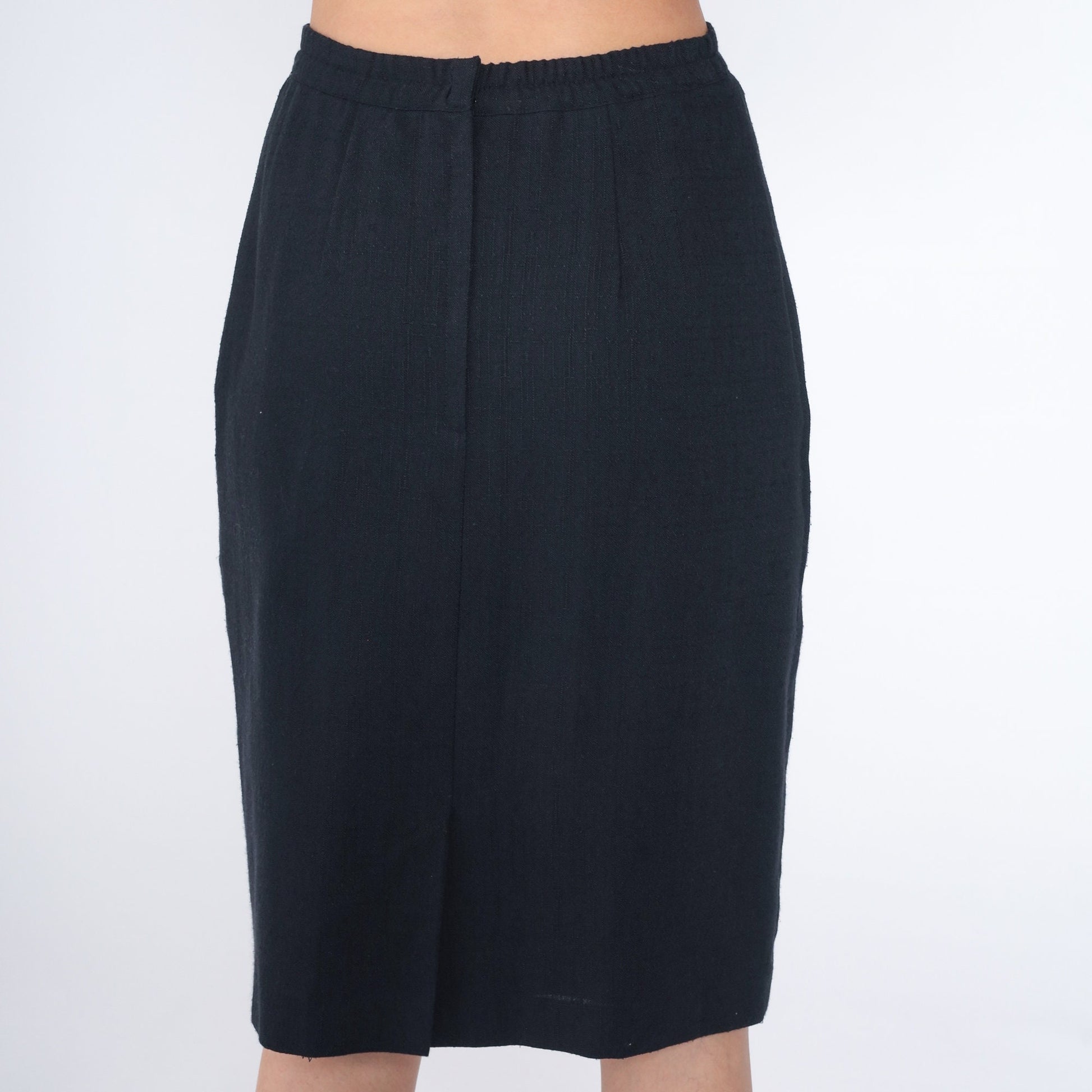 90s Black Pencil Mini Skirt High Waist Small S