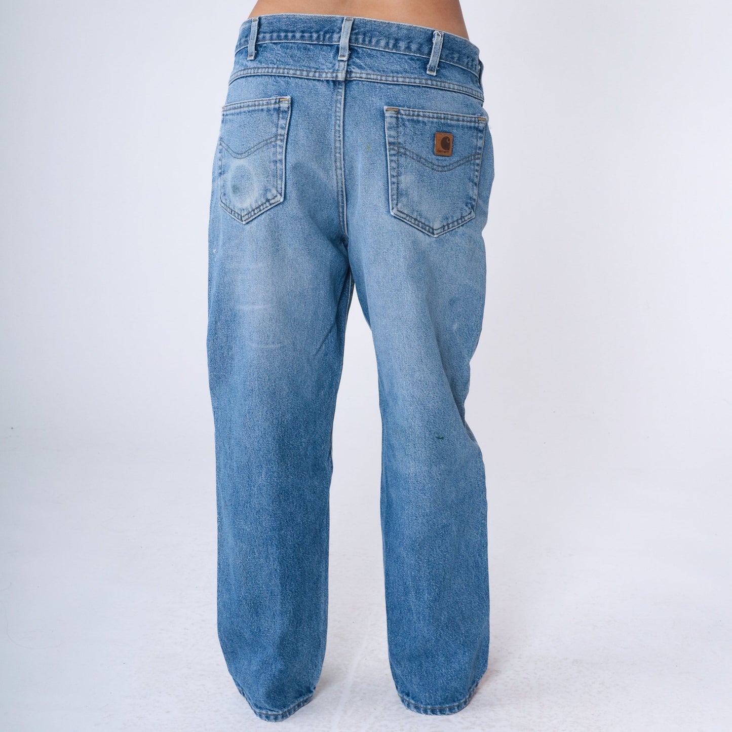 90s Carhartt Workwear Jeans Distressed Paint Splatter Blue Denim 36x30