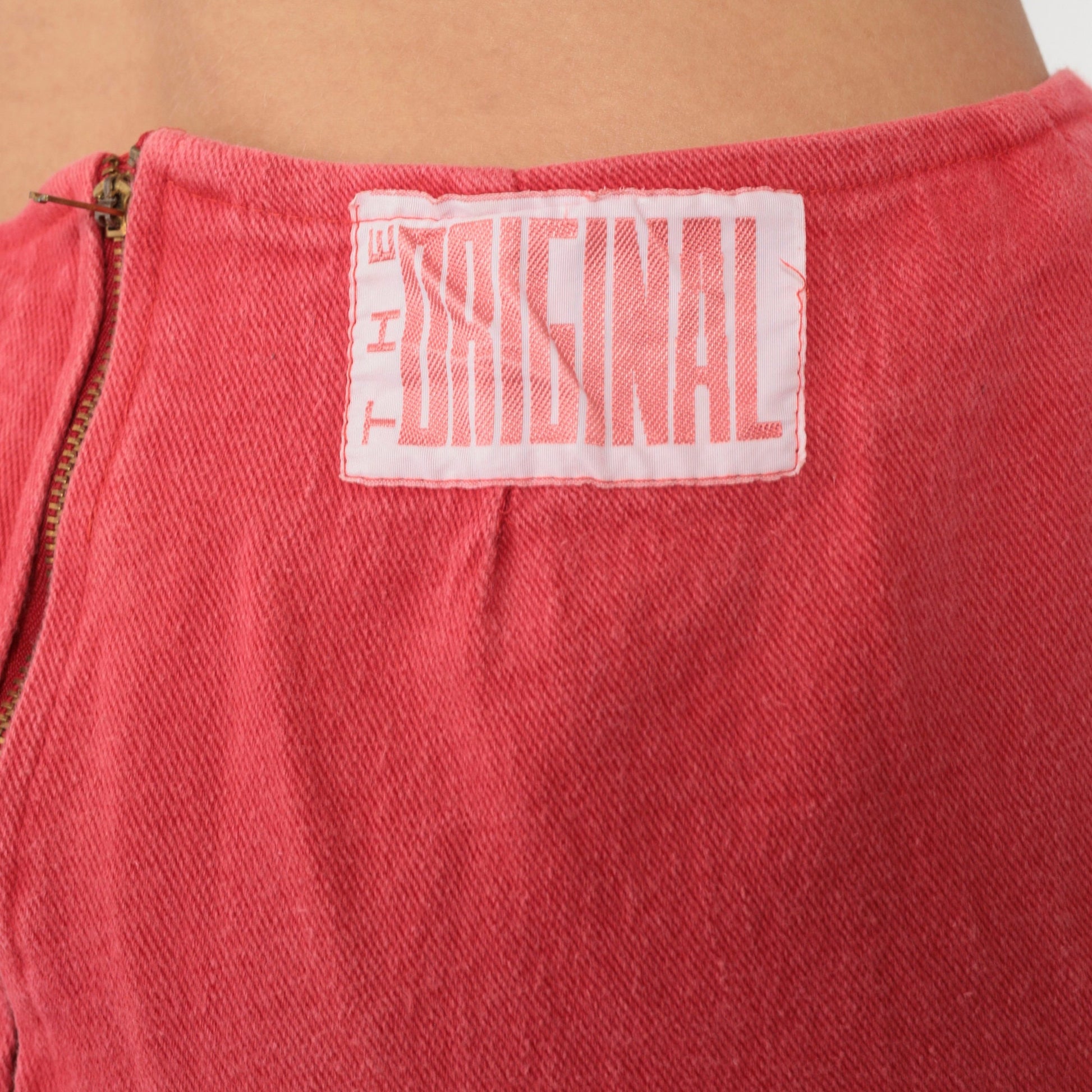 90s Red Capri Pants High Waist Cotton Cropped Trousers Small