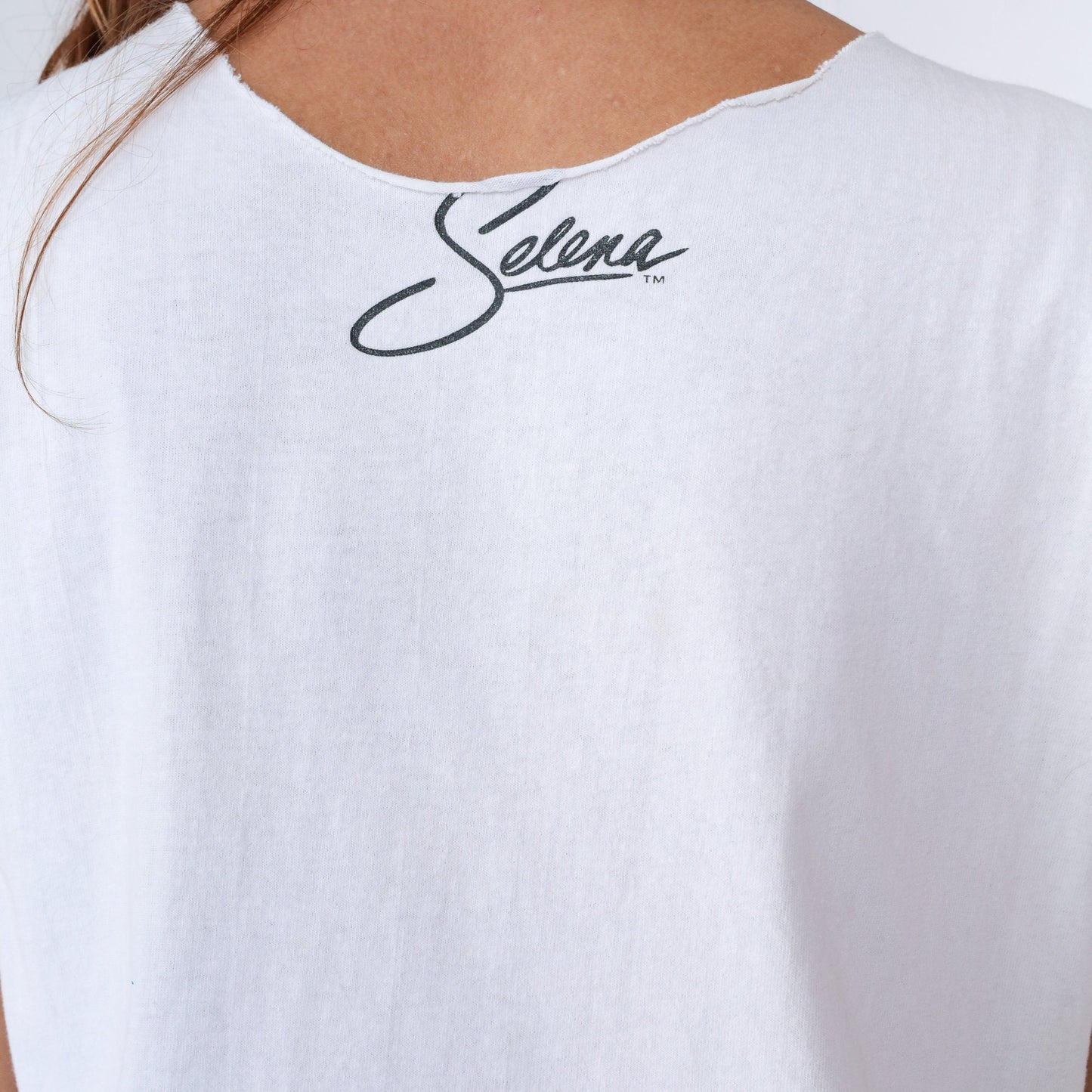 90s Selena Quintanilla Tank Top White Cutoff Crop V-Neck Small Medium