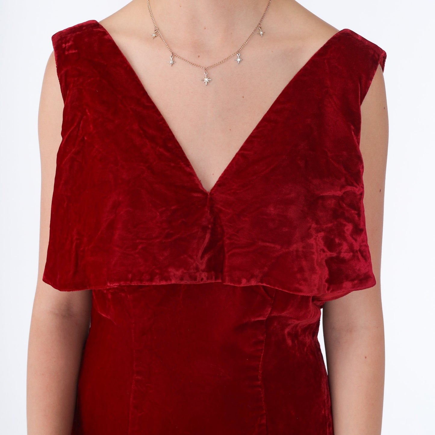 70s Red Velvet Mini Dress Sleeveless Pencil Cut Low Back Medium M