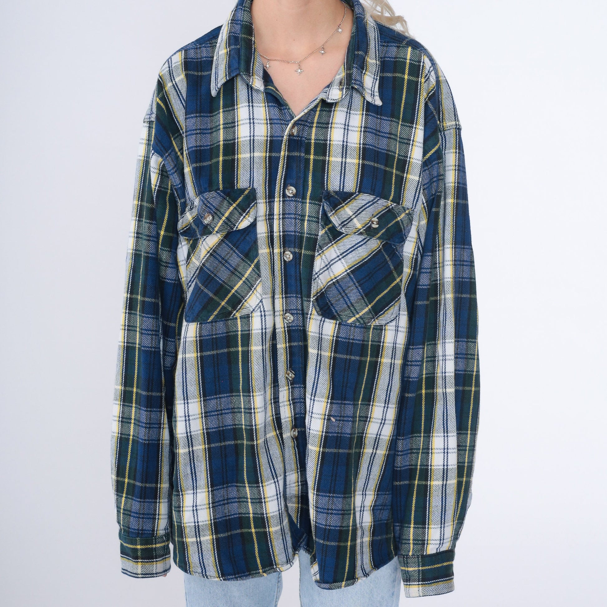 90s Greatland Apparel Plaid Flannel Button-Up Shirt Cotton Extra Extra Large XXL