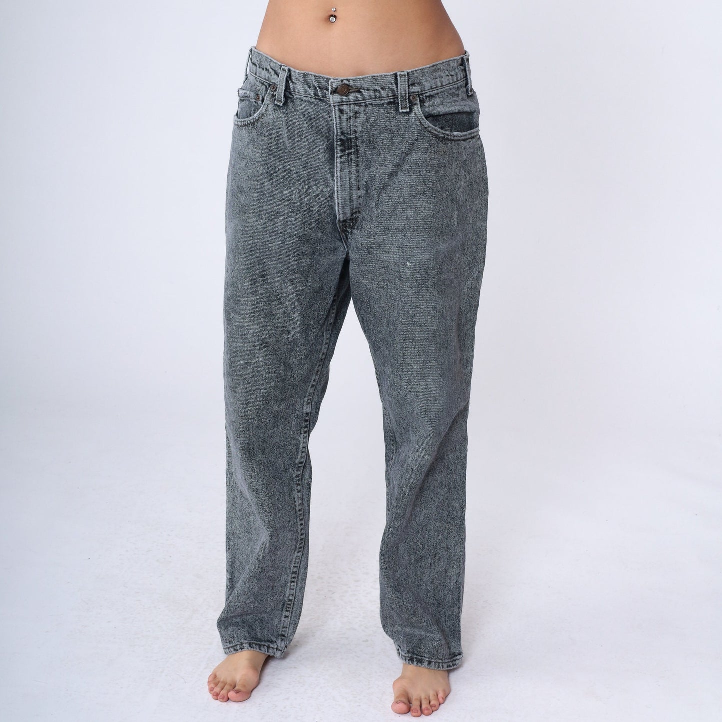 90s Levi's 540 Acid Wash Black Jeans High Waist Relaxed Straight Leg Men's 38x30