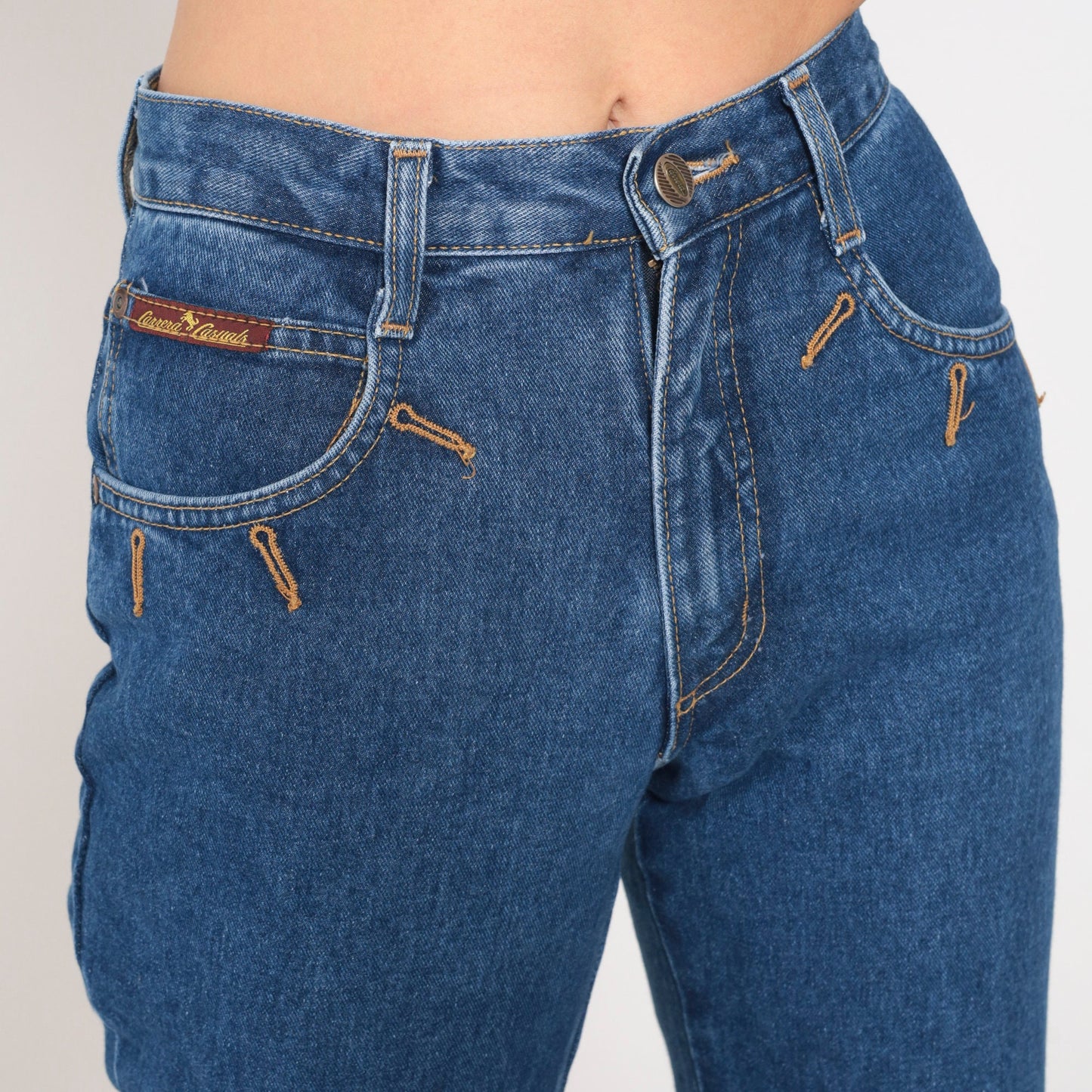 80s Carrera Flared Jeans Blue Denim Mid Rise 23 Waist XXS