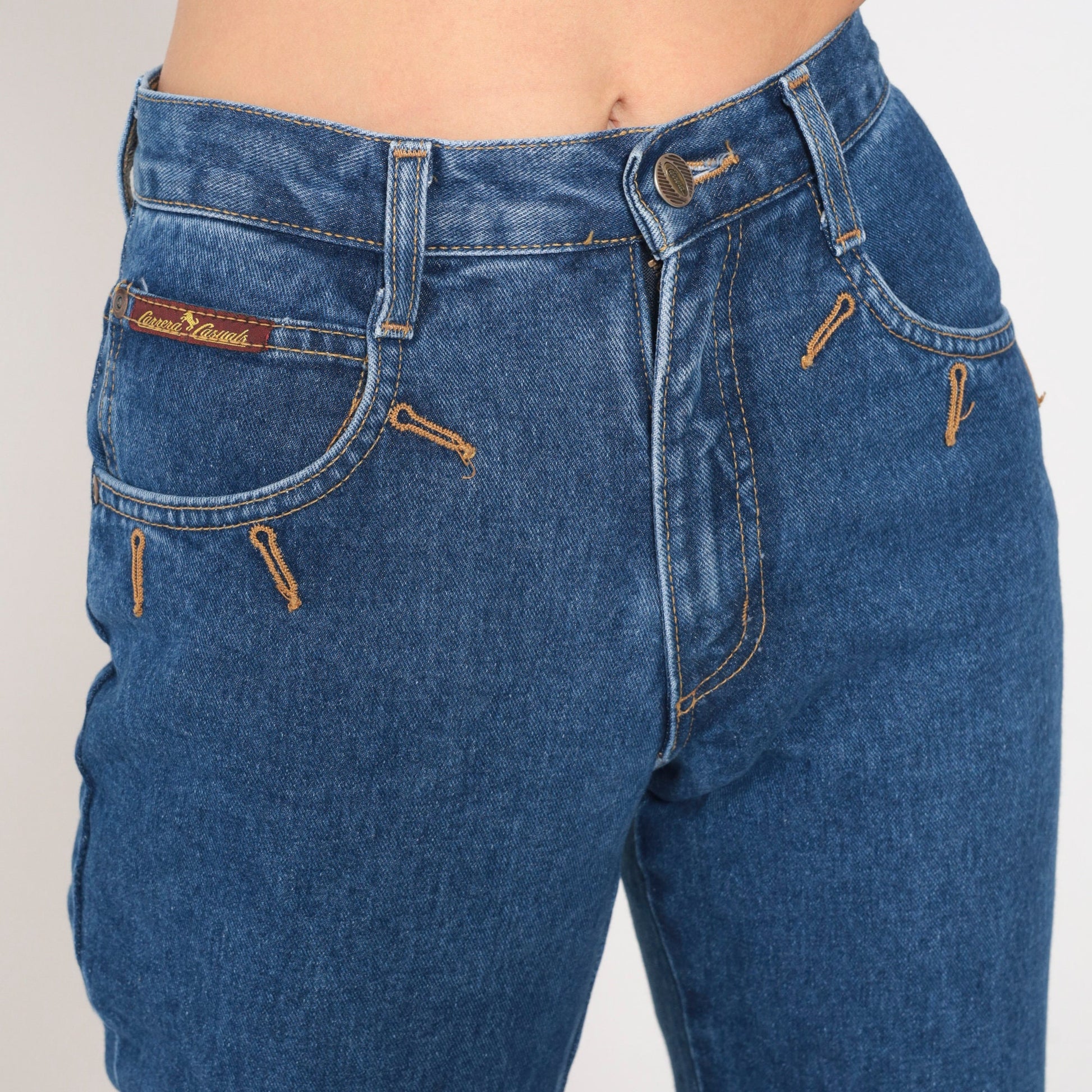 80s Carrera Flared Jeans Blue Denim Mid Rise 23 Waist XXS