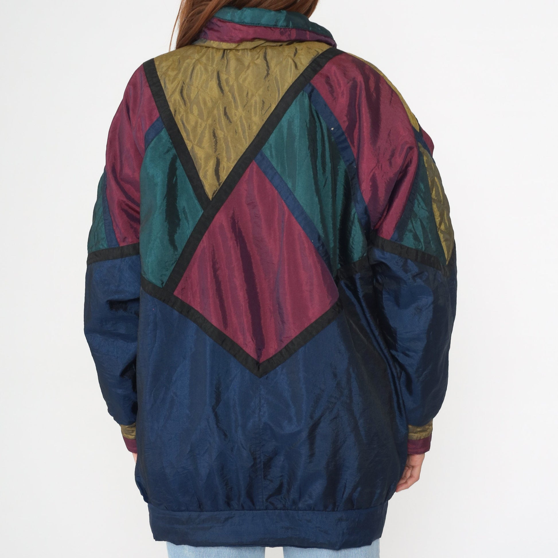 90s Dani Colby Puffer Jacket Navy Colour Block Ski Coat Large