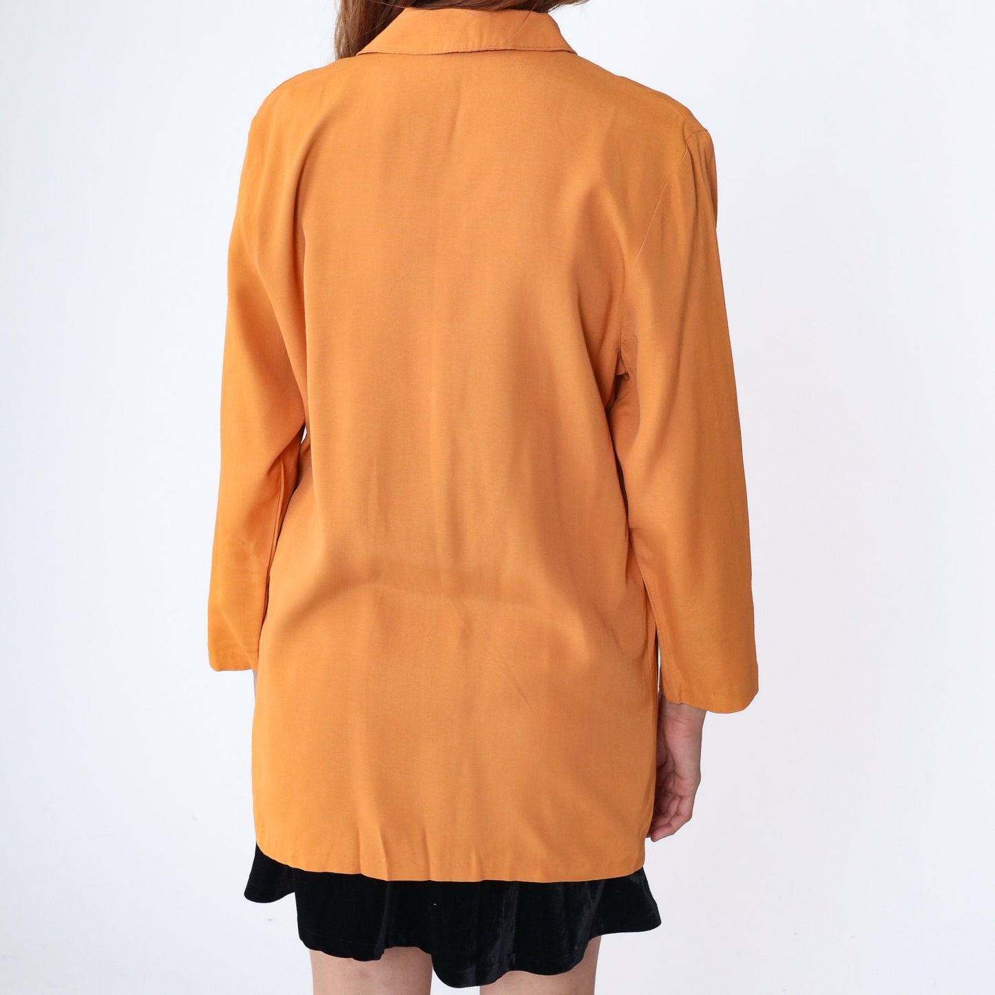 90s Orange Blazer Single Button Jacket Women's Medium M