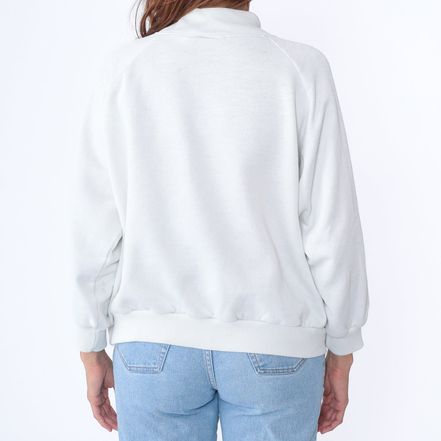 90s Bunny Rabbit Heart Sweatshirt Mock Neck White Pink Plus Size XXL