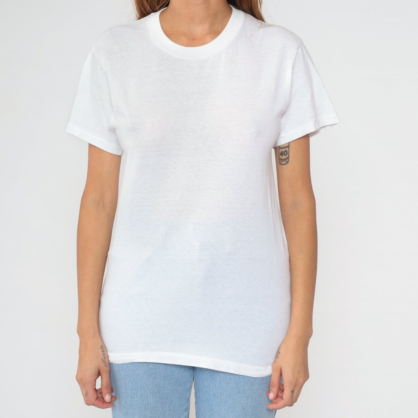 80s Jockey White Crewneck T-Shirt Cotton Blend Small