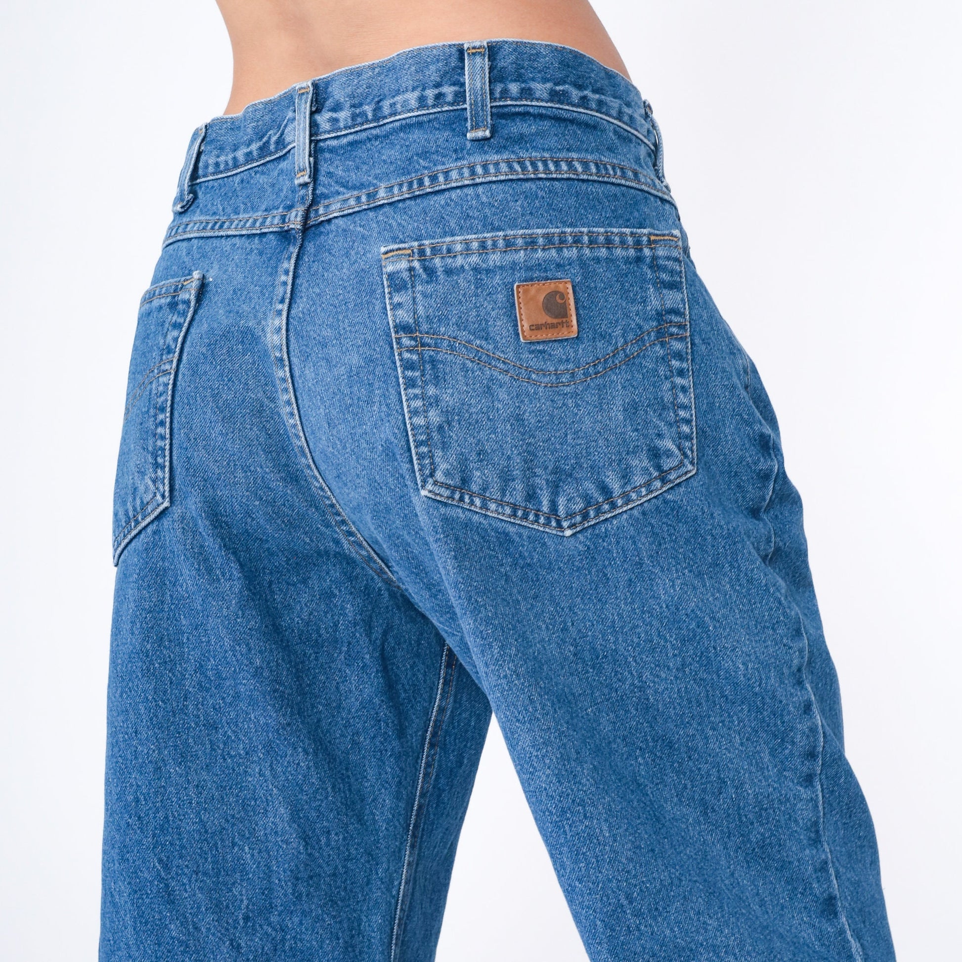 Carhartt 00s Workwear Jeans Blue Denim High Waist Relaxed Tapered Men's 36x30