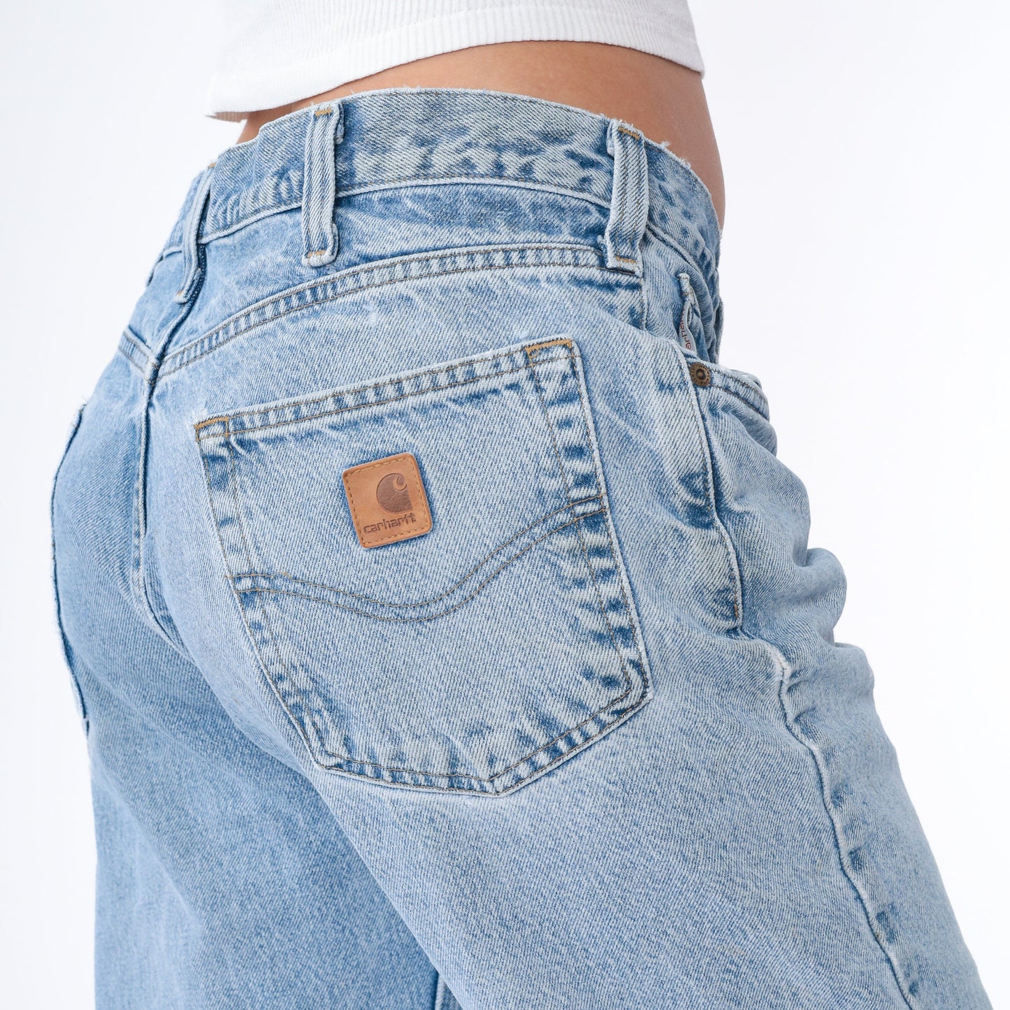90s Carhartt Denim Jeans Tapered Straight Leg Blue Distressed 34
