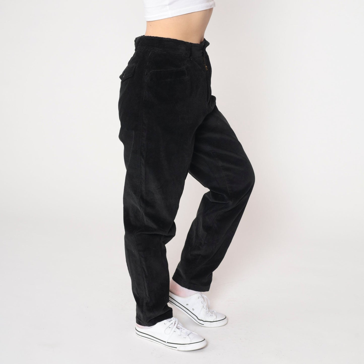 90s Liz Claiborne Black Corduroy Pants High Waist Tapered Small