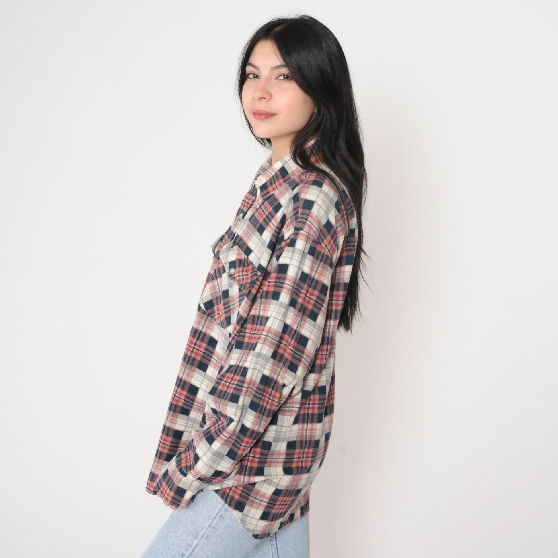 90s Plaid Flannel Button-Up Shirt Long Sleeve Lumberjack Extra Large XL