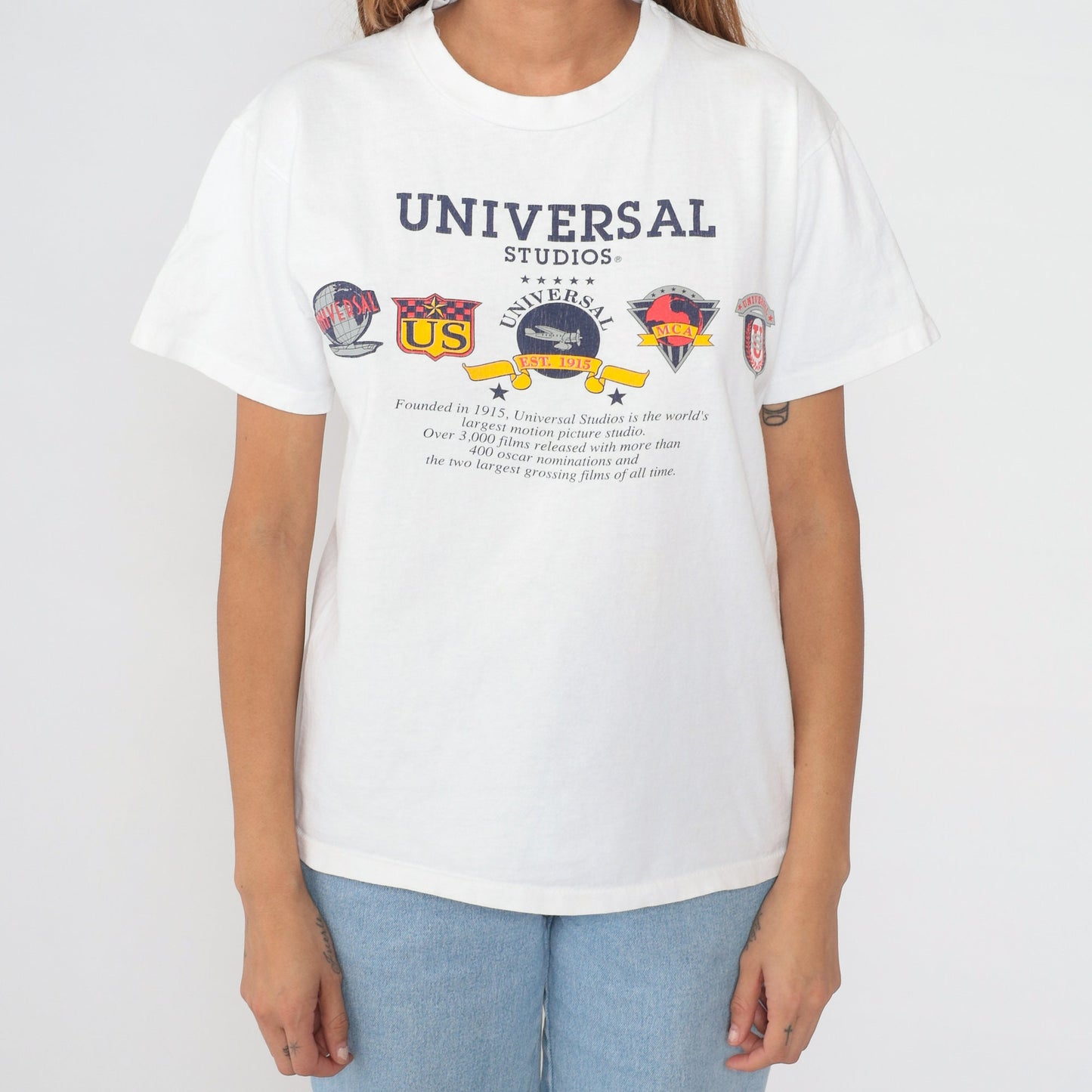 80s Universal Studios Hollywood Graphic T-Shirt White Cotton Medium