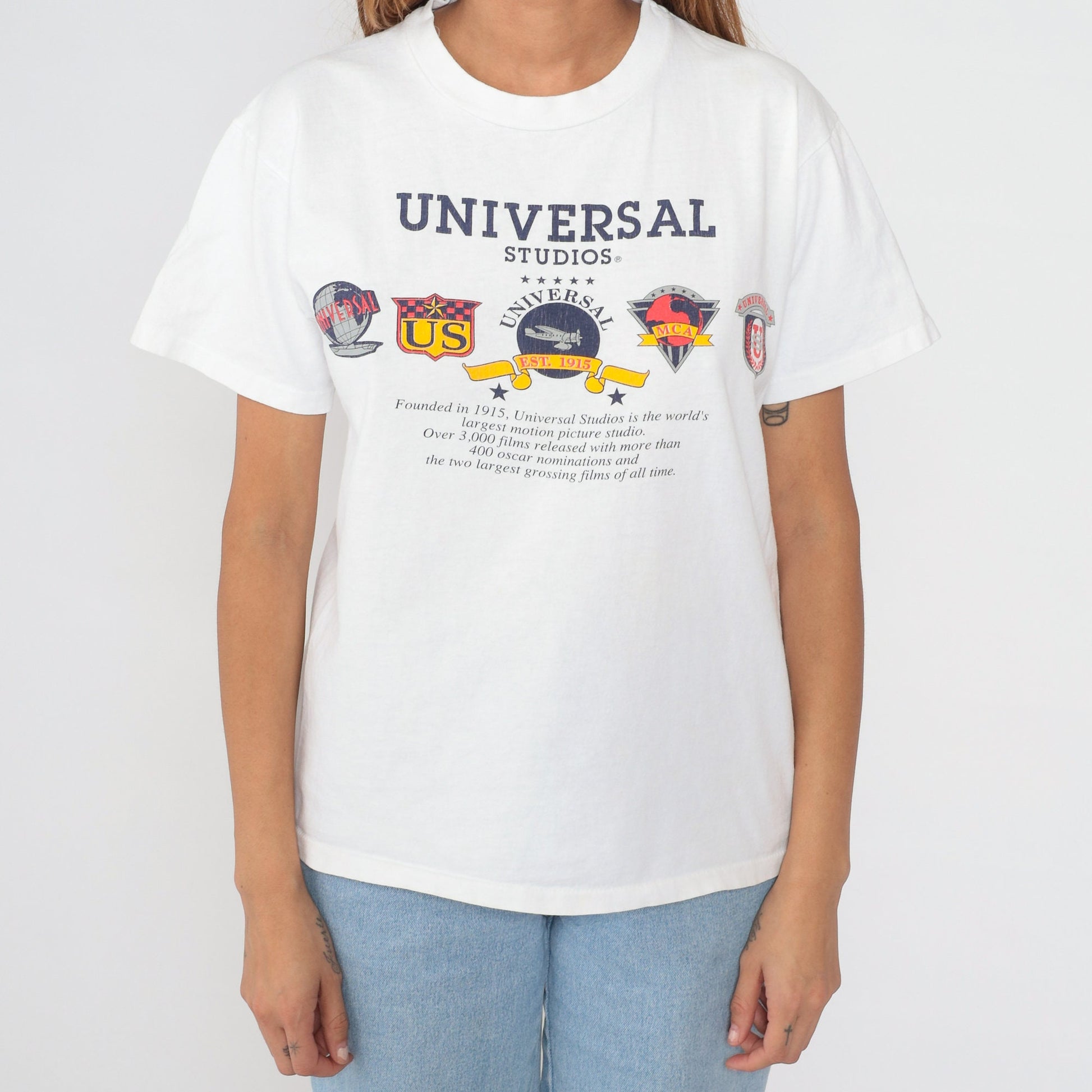 80s Universal Studios Hollywood Graphic T-Shirt White Cotton Medium