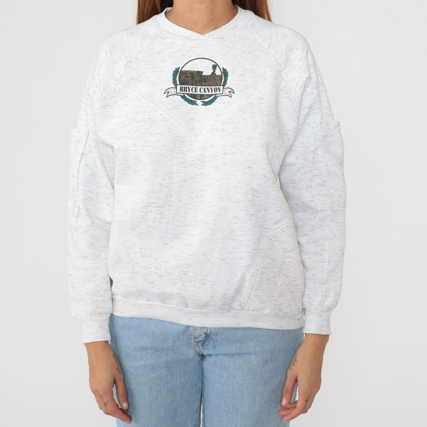 90s Bryce Canyon National Park Sweatshirt Heather White Raglan Medium M