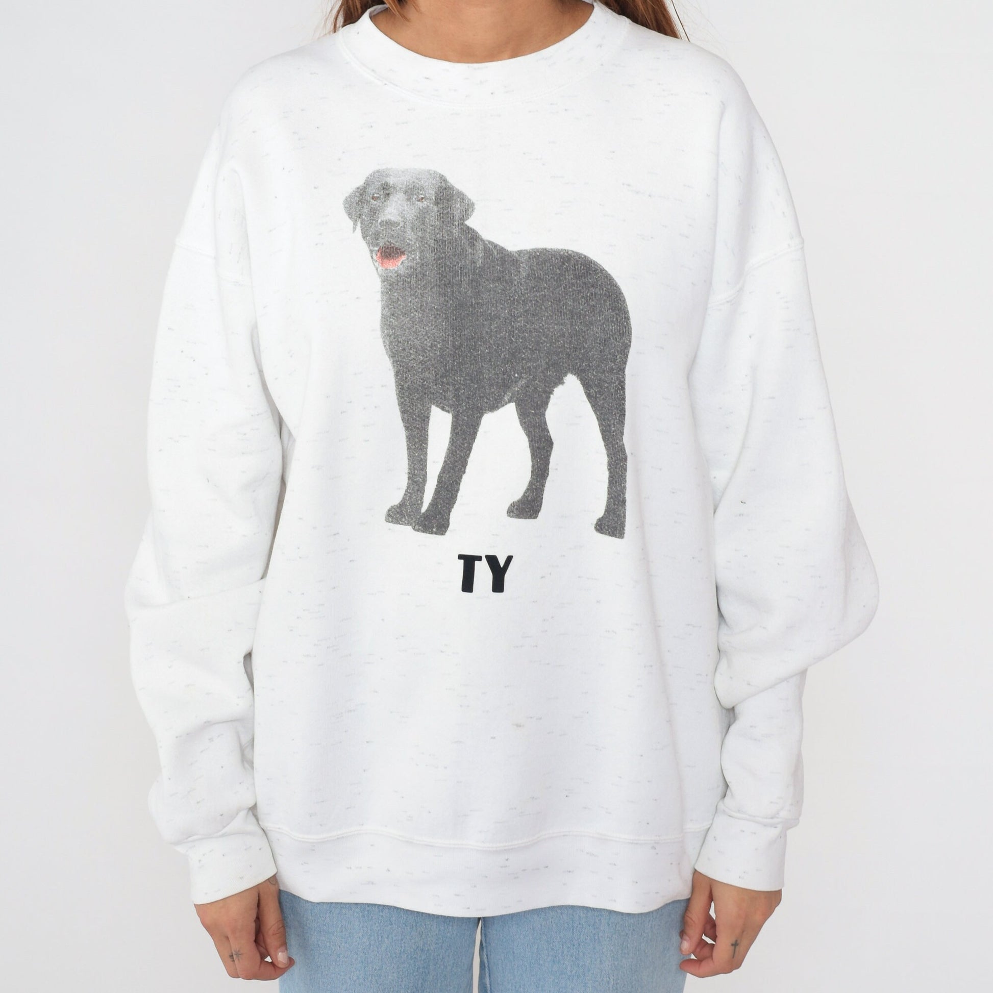 90s Ty Black Labrador Retriever Sweatshirt White Graphic Crewneck Extra Large XXL
