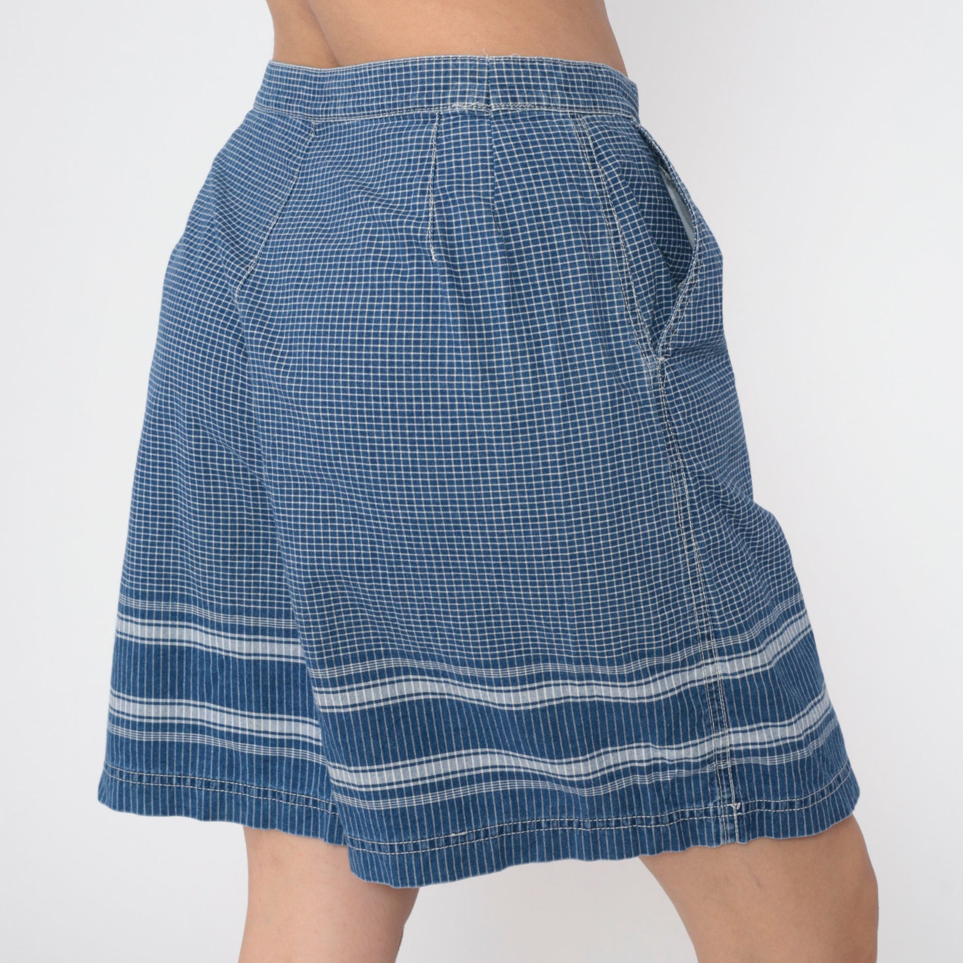 90s Liz Claiborne Blue Checkered Wrap Skort Cotton High Waisted Large