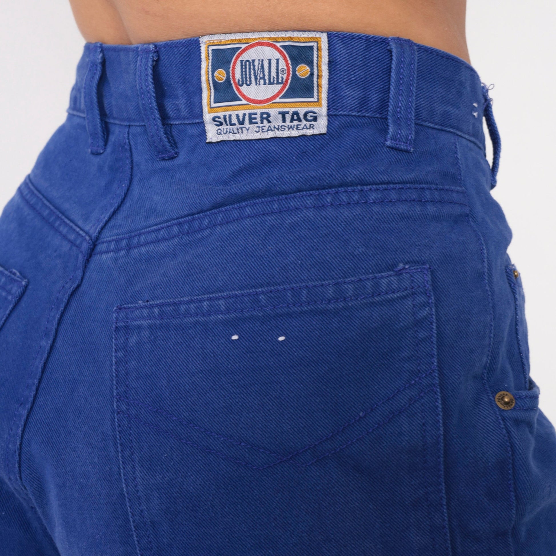 90s Royal Blue Denim Cutoff Shorts High Waisted Frayed Hem Small