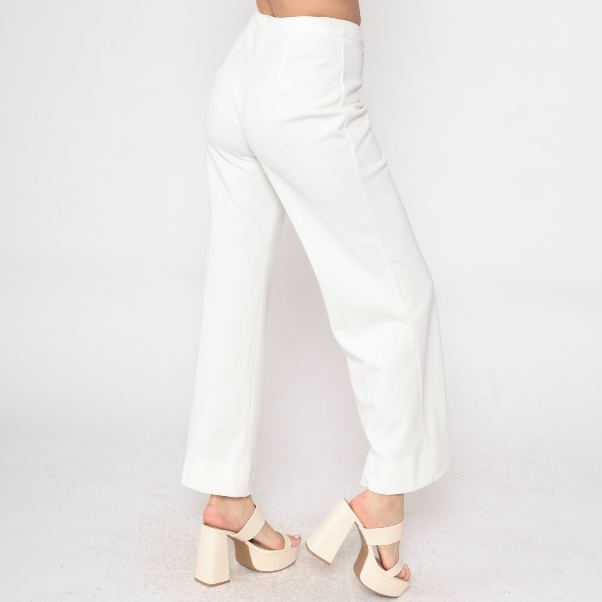 70s Catalina White Bell Bottom Pants High Waist Flare Small