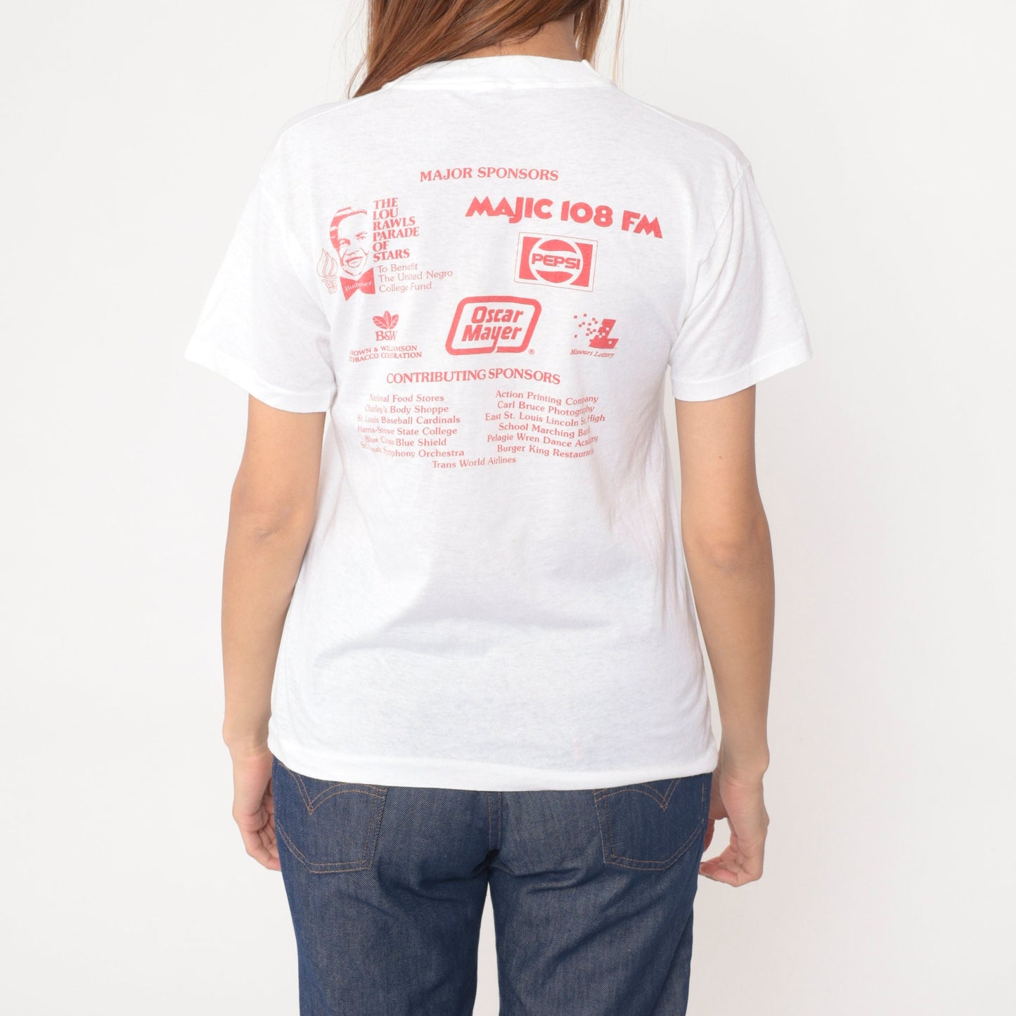 1990 UNCF Walk a Mile to Save a Mind St. Louis Walkathon T-Shirt White Graphic Small