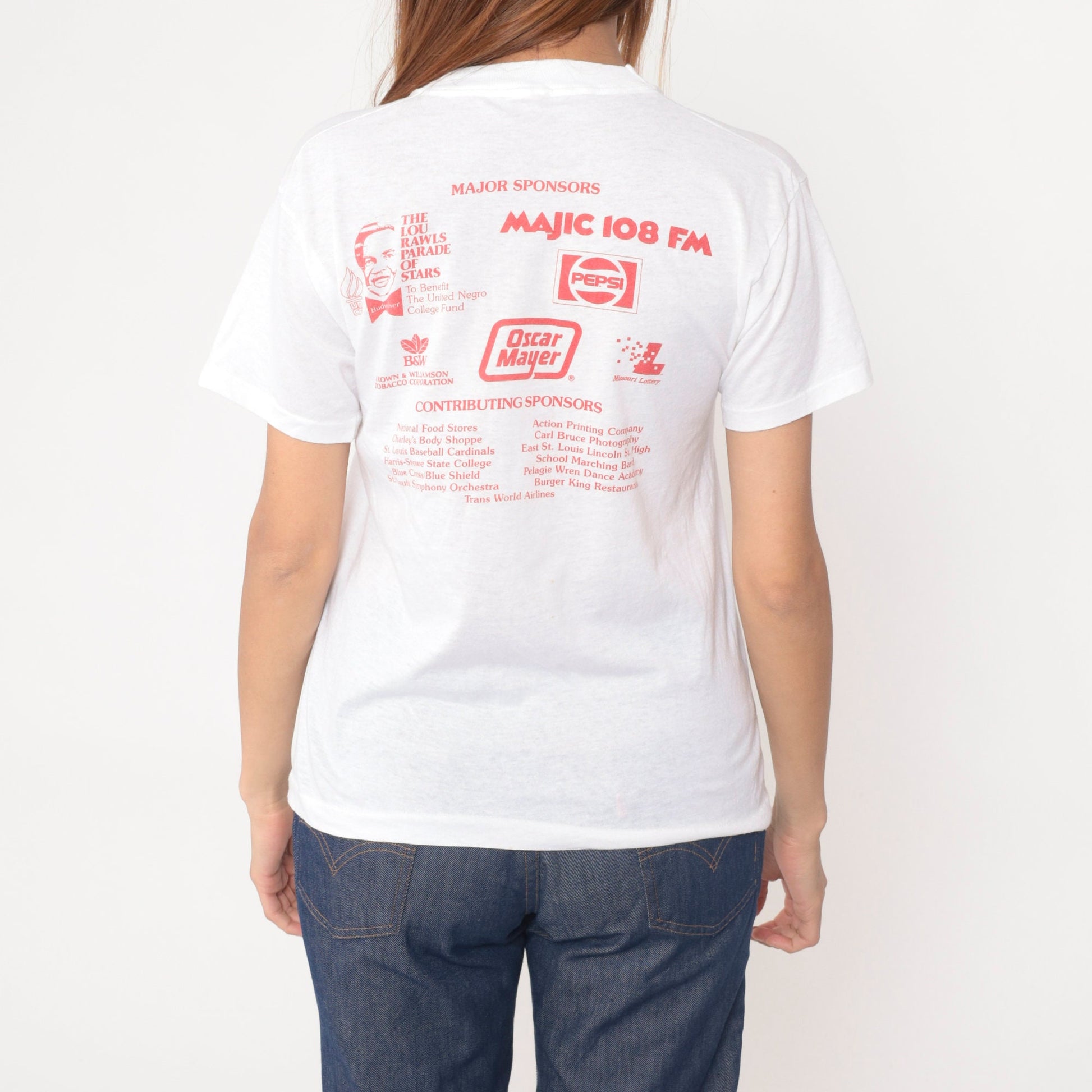 1990 UNCF Walk a Mile to Save a Mind St. Louis Walkathon T-Shirt White Graphic Small