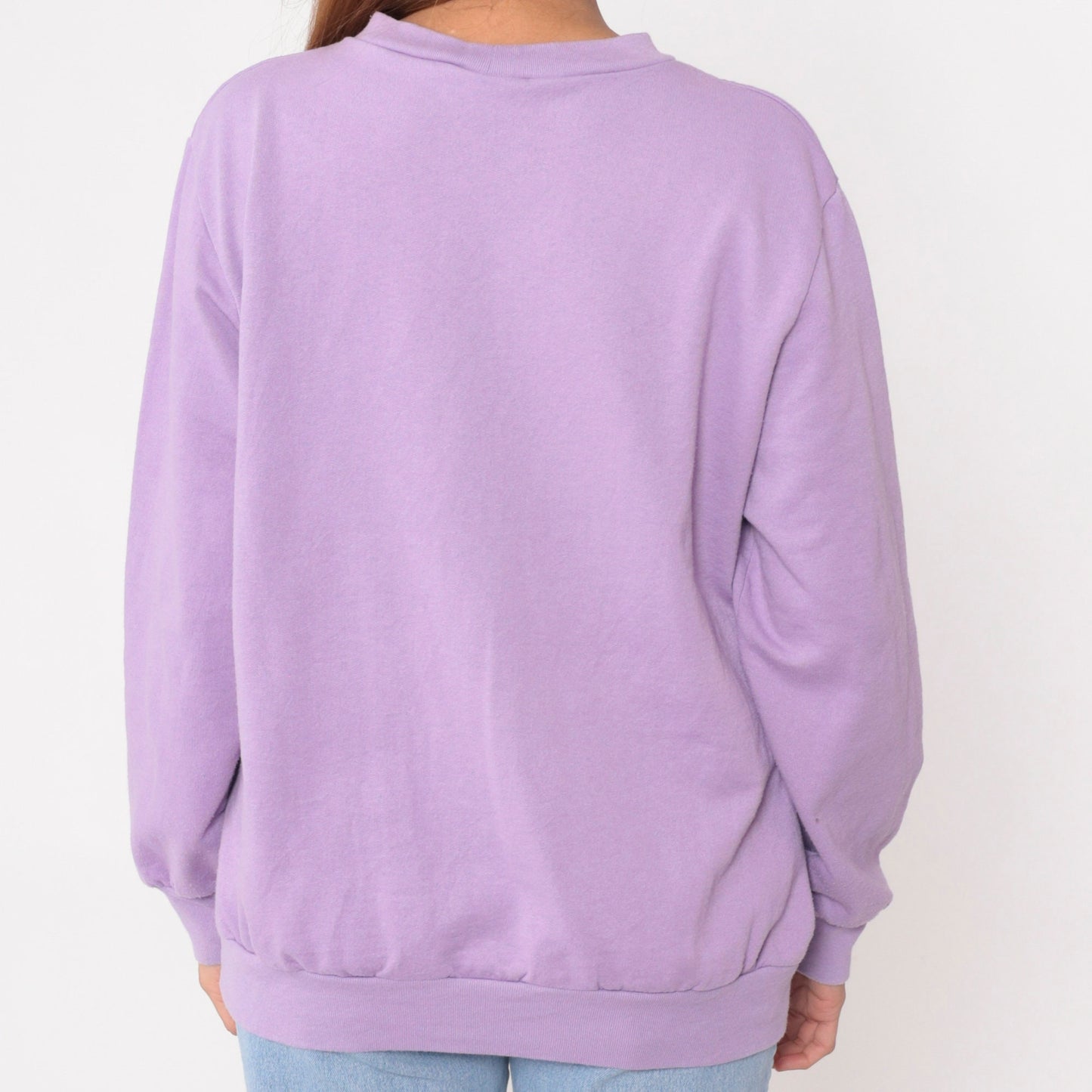 90s Lavender Sweatshirt Botanical Berry Leaf Graphic Crewneck Pullover Large L