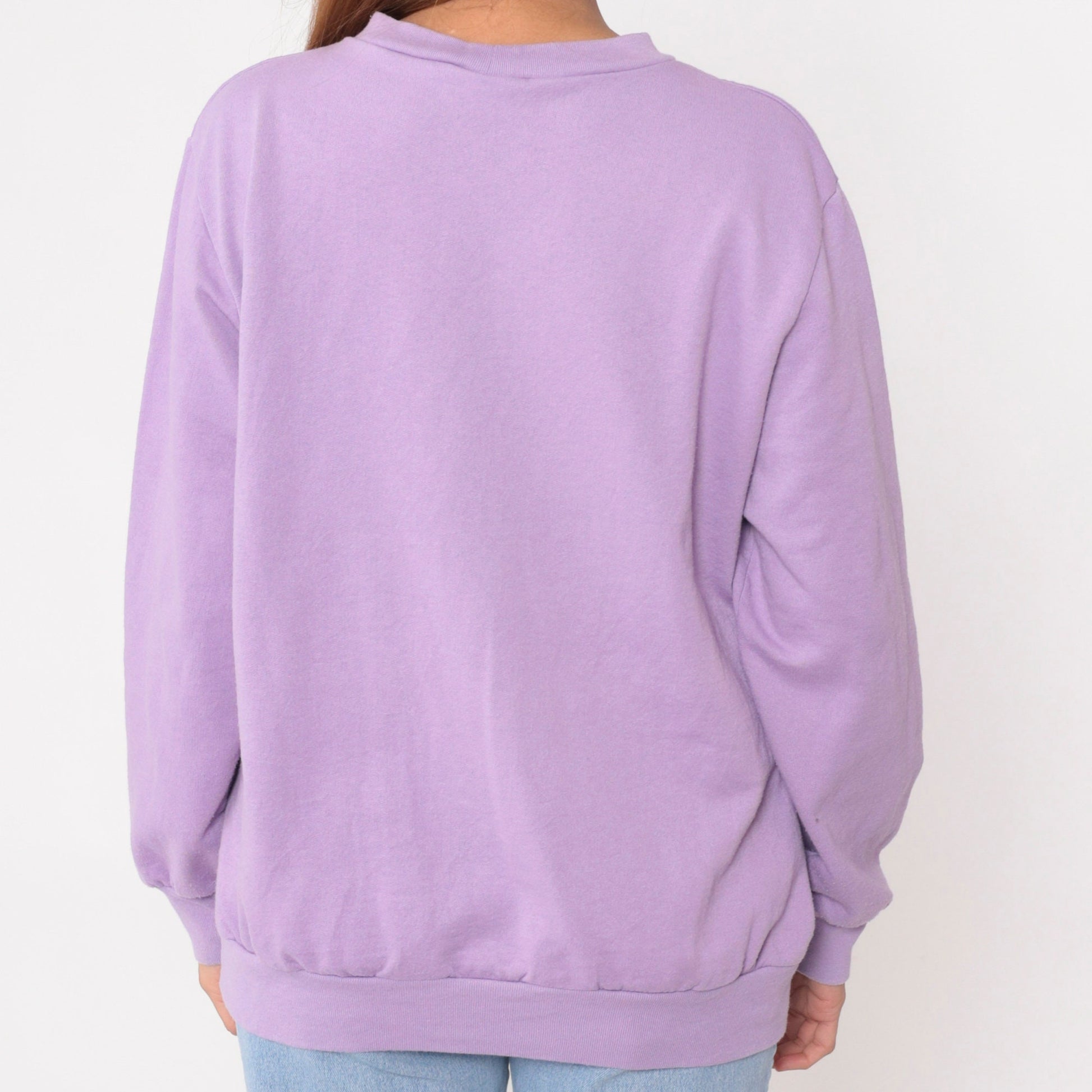 90s Lavender Sweatshirt Botanical Berry Leaf Graphic Crewneck Pullover Large L