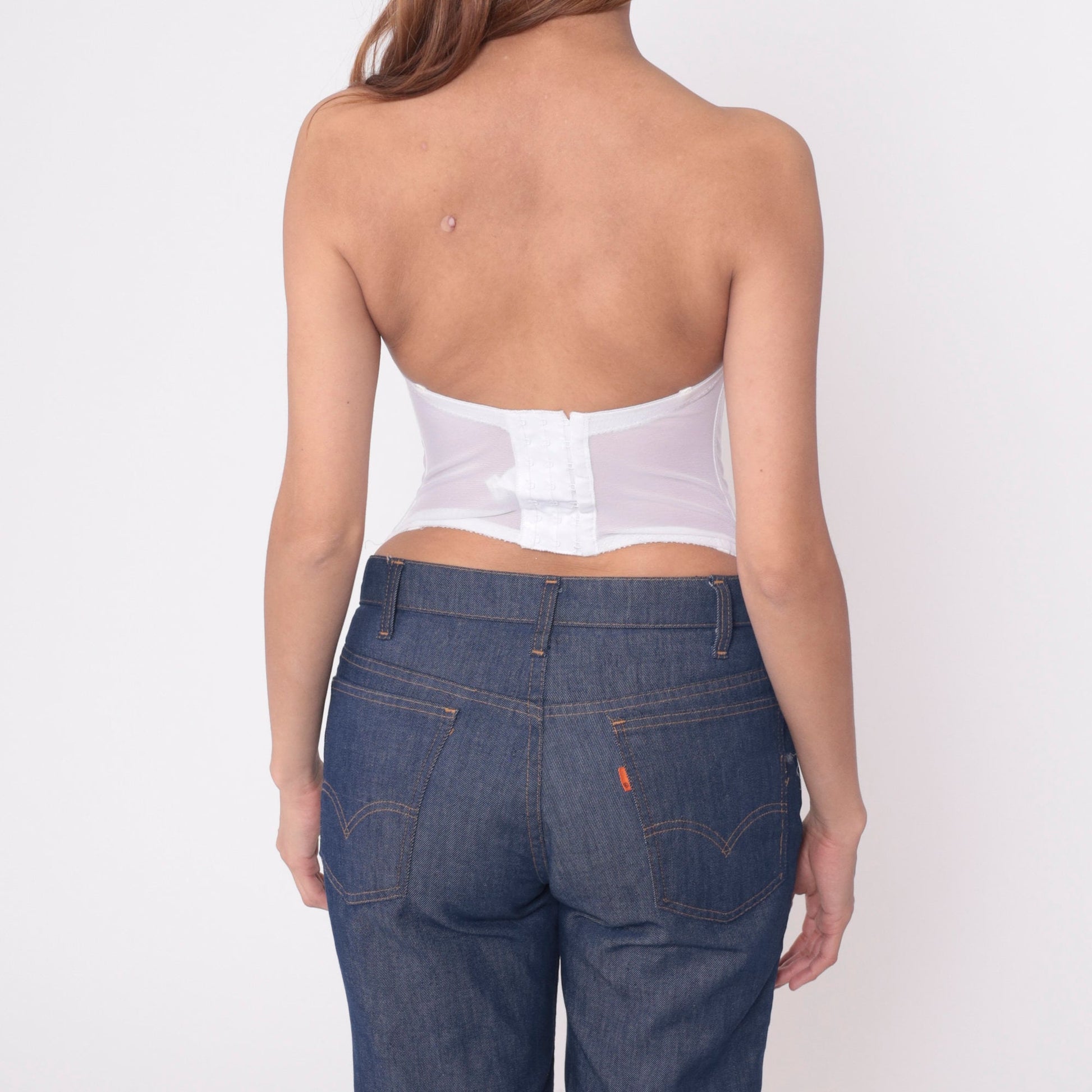 90s Fredericks of Hollywood White Bustier Strapless Corset Top 34B