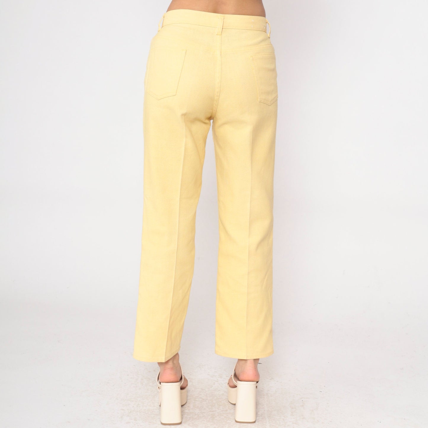 80s Levi's High Waist Straight Leg Trousers Light Yellow Medium 8