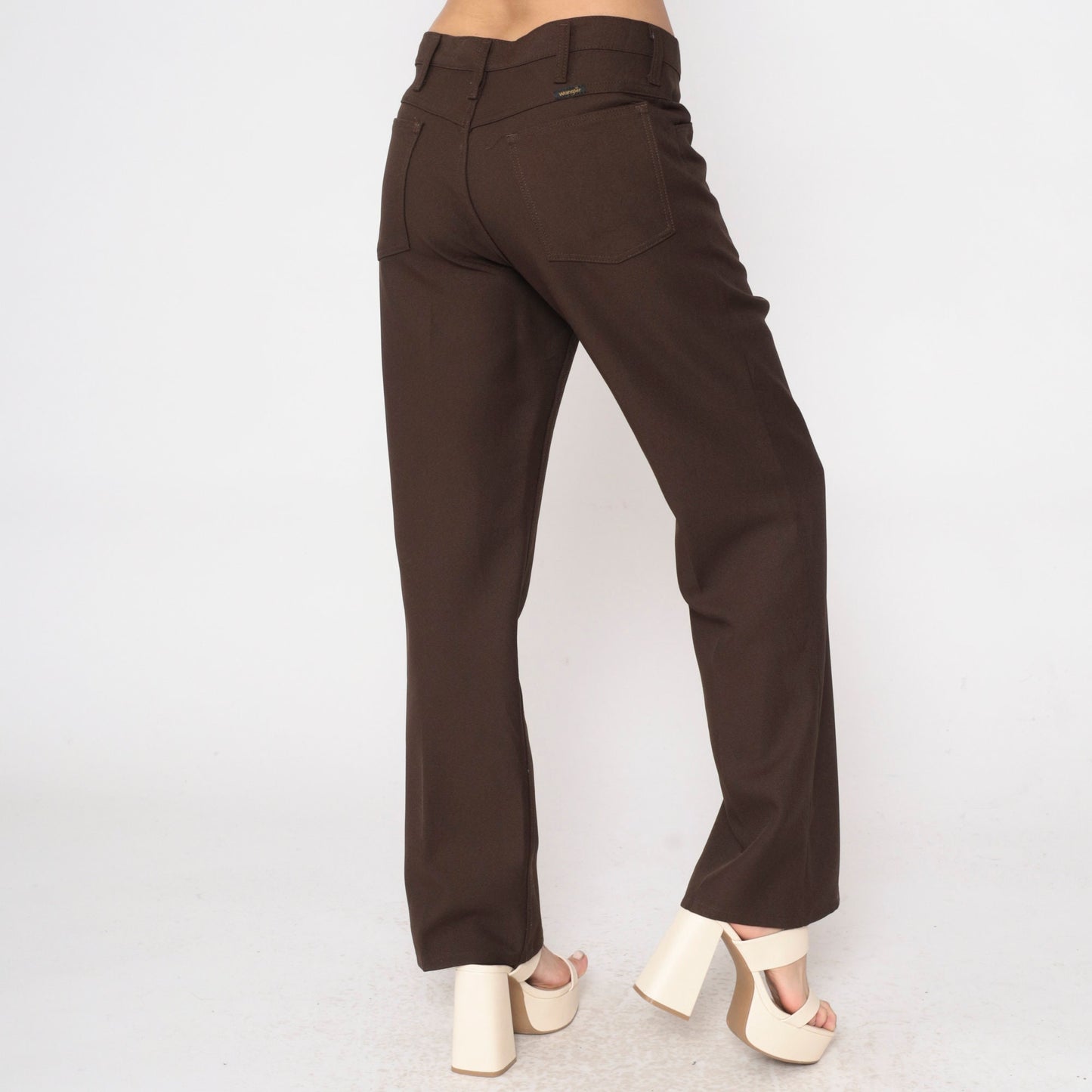 70s Wrangler Straight Leg Pants Brown High Rise Men's 34x30