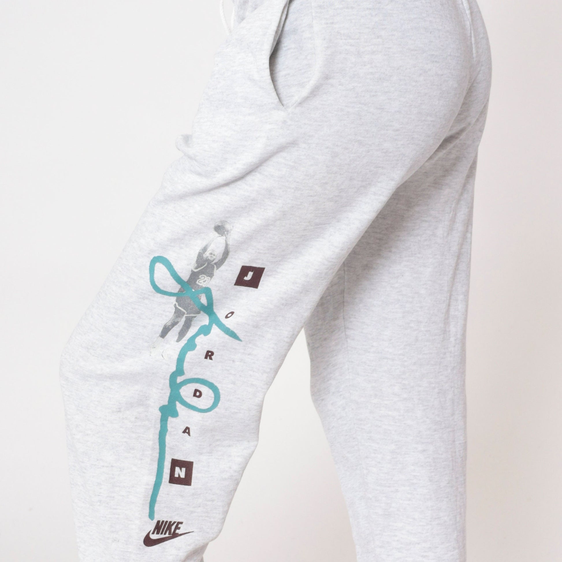90s Nike Michael Jordan Sweatpants Grey Graphic Warmup Medium