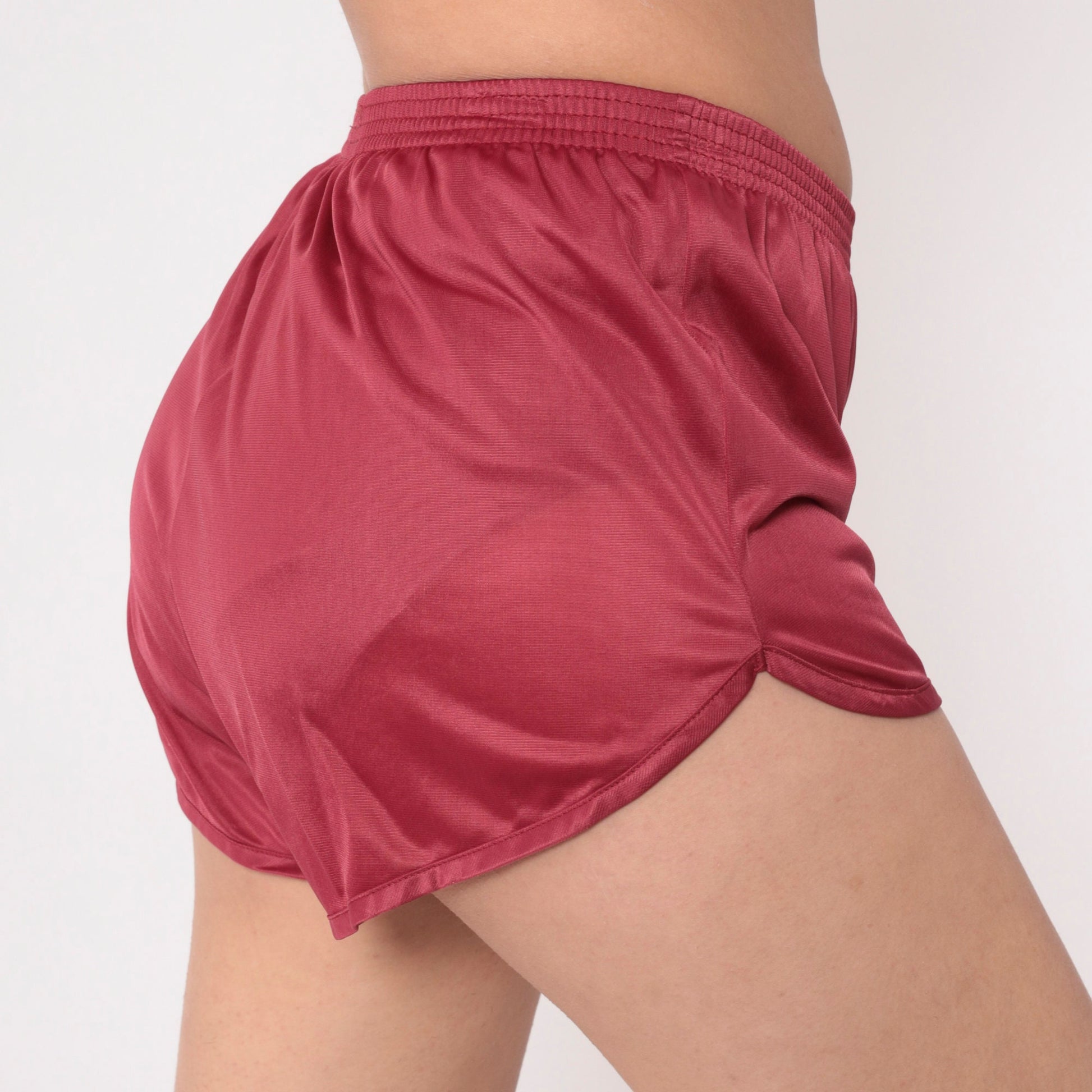 80s Soffe Gym Shorts Raspberry Red High-Waist Dolphin Cut Small