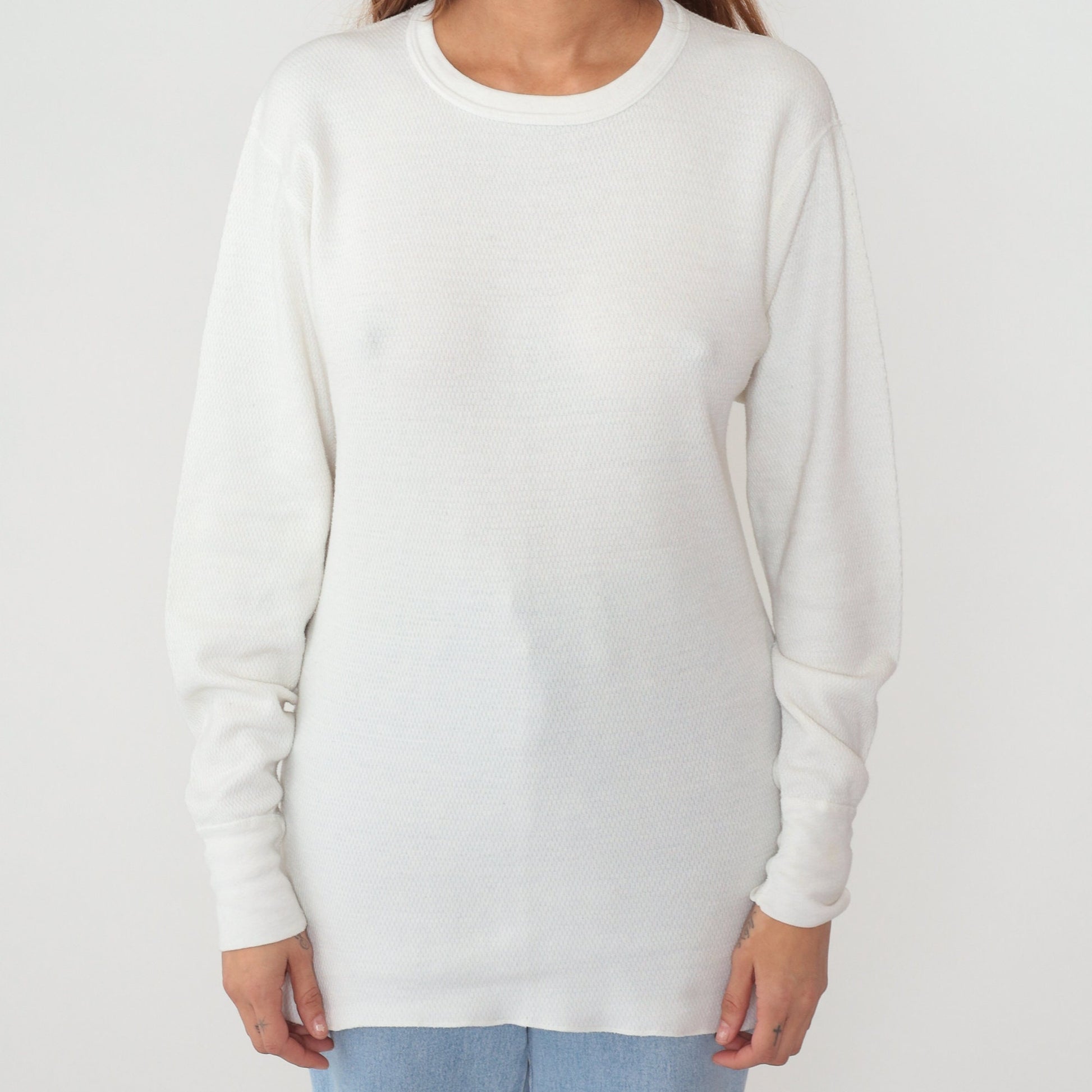 90s High Sierra White Thermal Waffle Knit Long Sleeve Tee Extra Large