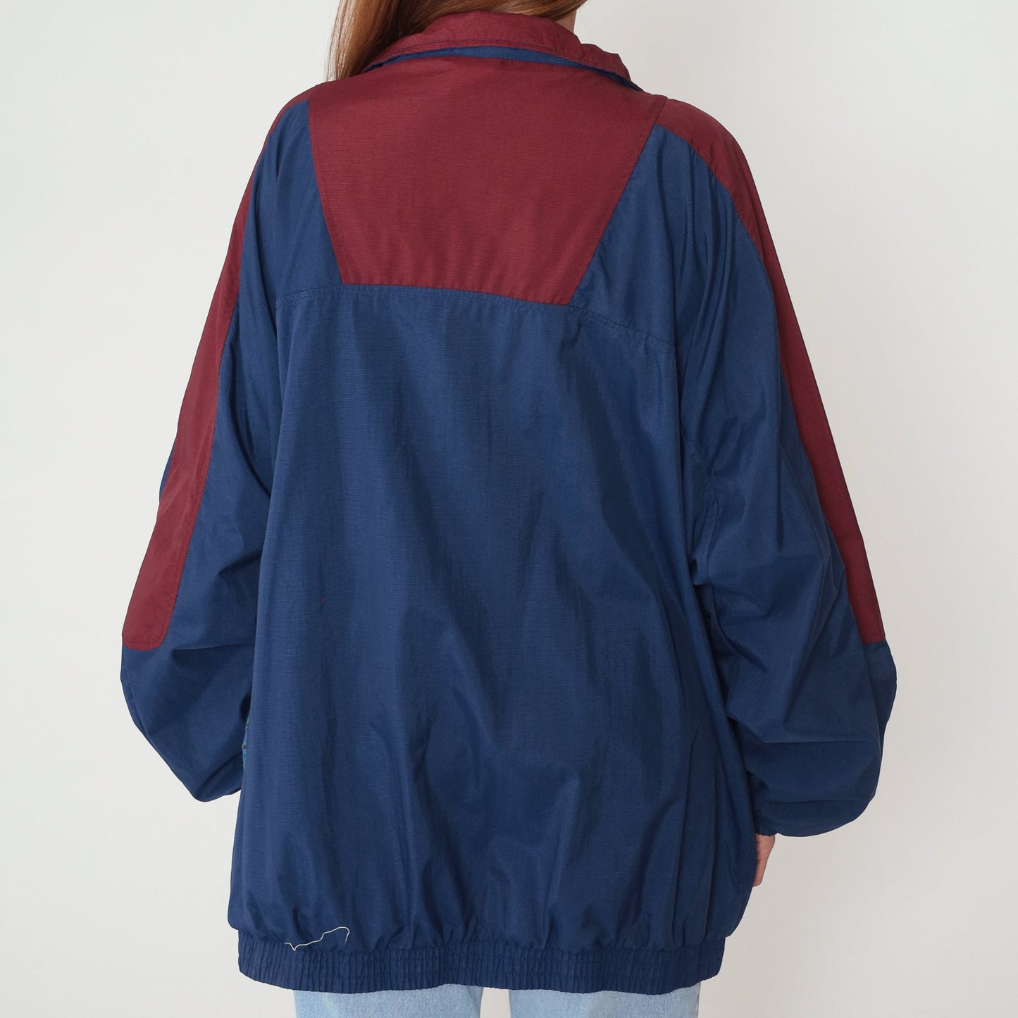 90s Pro Spirit Windbreaker Jacket Navy Burgundy Colorblock Extra Large XXL