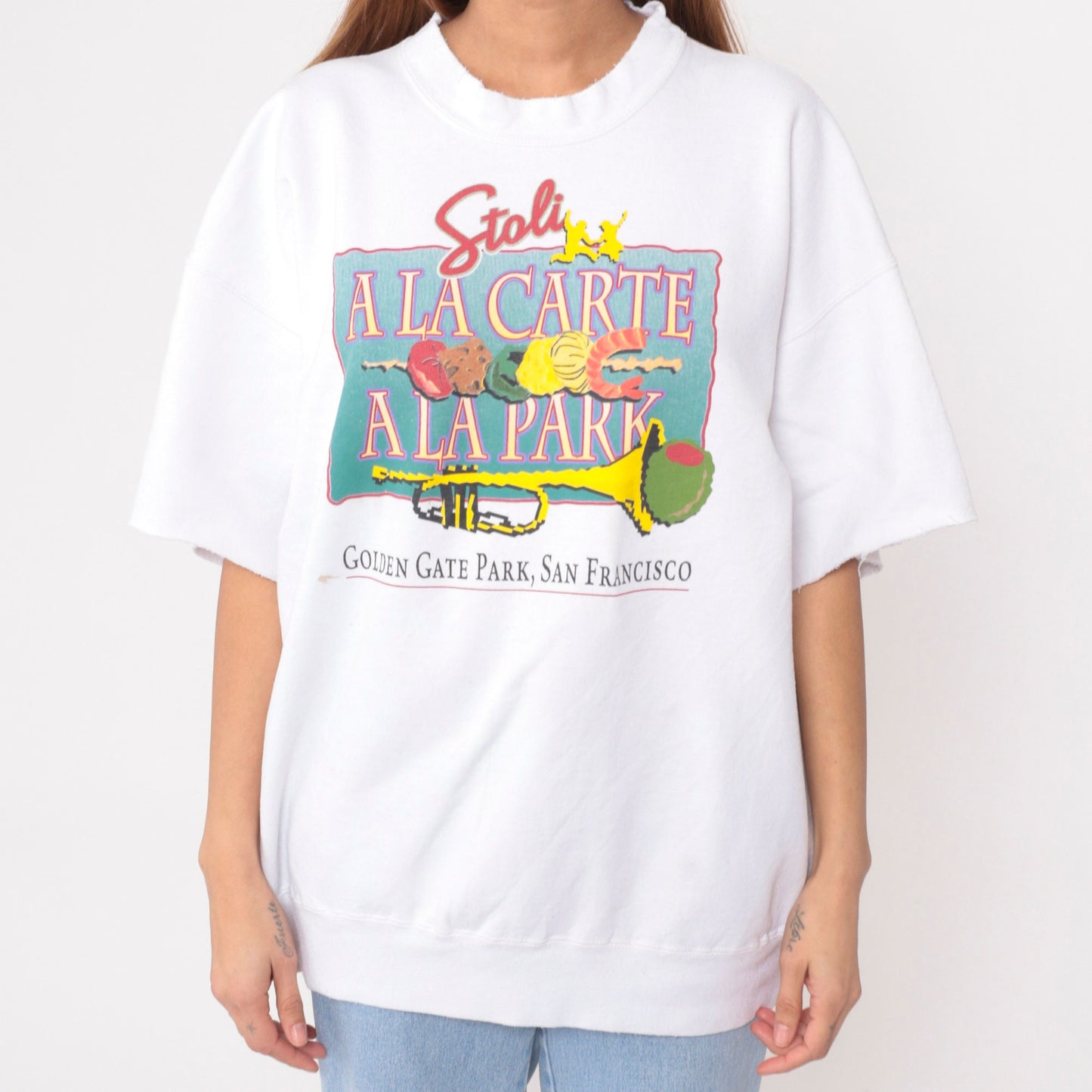 90s Stoli a la Carte San Francisco Festival Sweatshirt White Cutoff XXL
