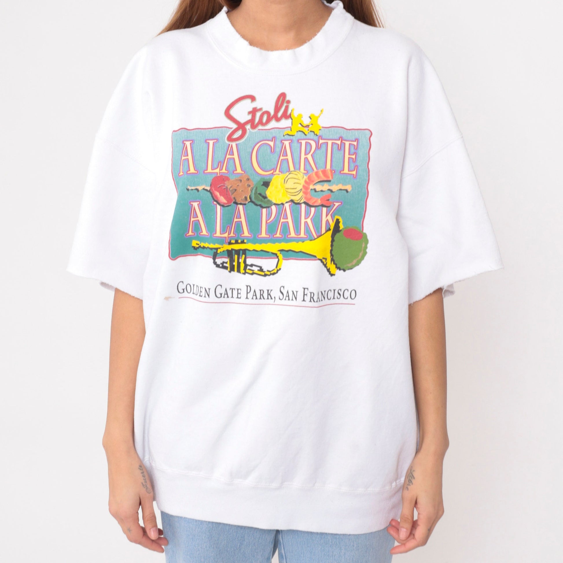 90s Stoli a la Carte San Francisco Festival Sweatshirt White Cutoff XXL