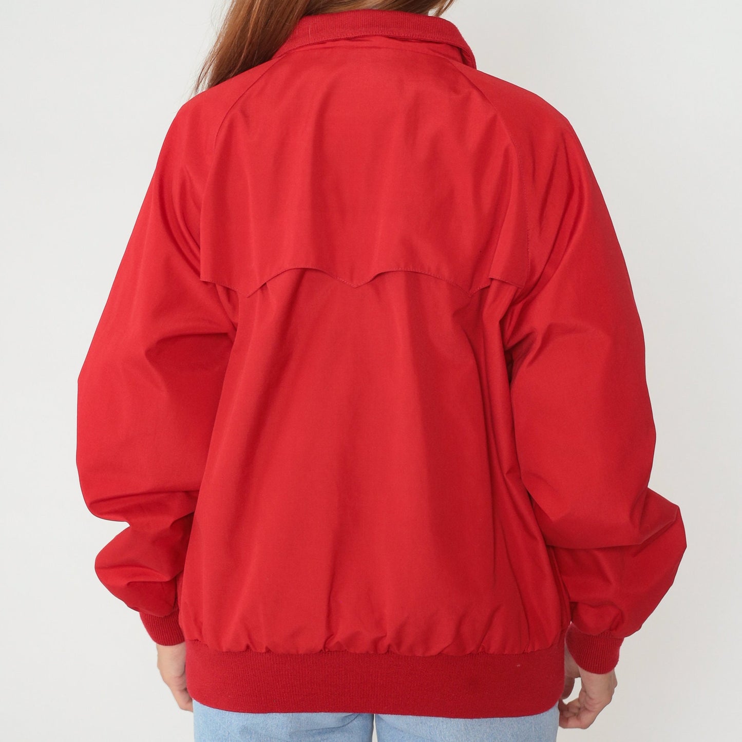 90s Land's End Red Windbreaker Jacket Plaid Lined Zip Up Large