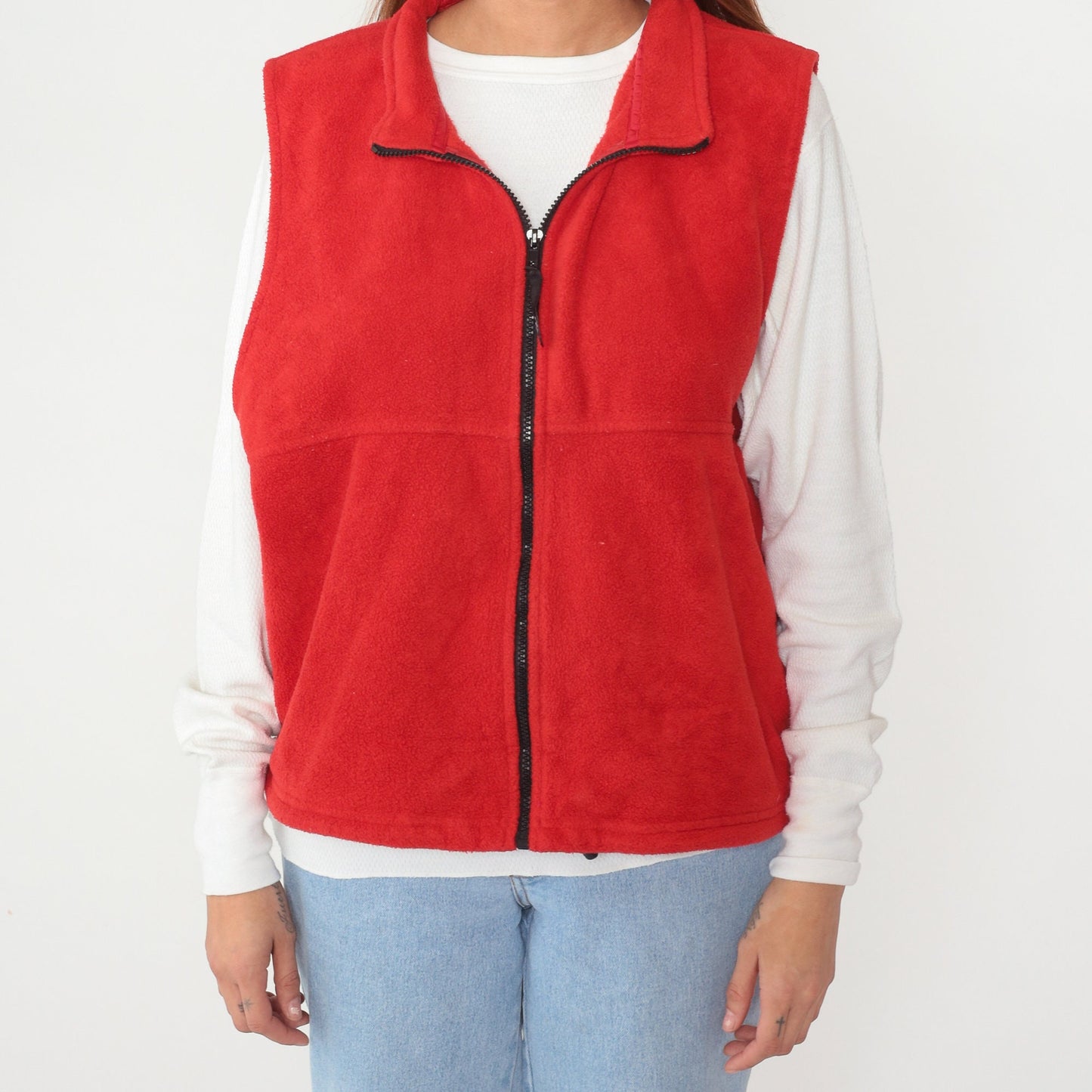 90s Red Fleece Zip Vest Alpine Tek Sleeveless Extra Large XXL