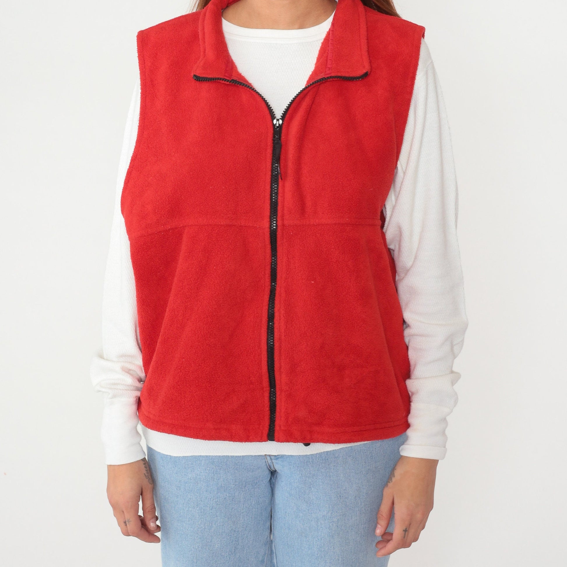 90s Red Fleece Zip Vest Alpine Tek Sleeveless Extra Large XXL