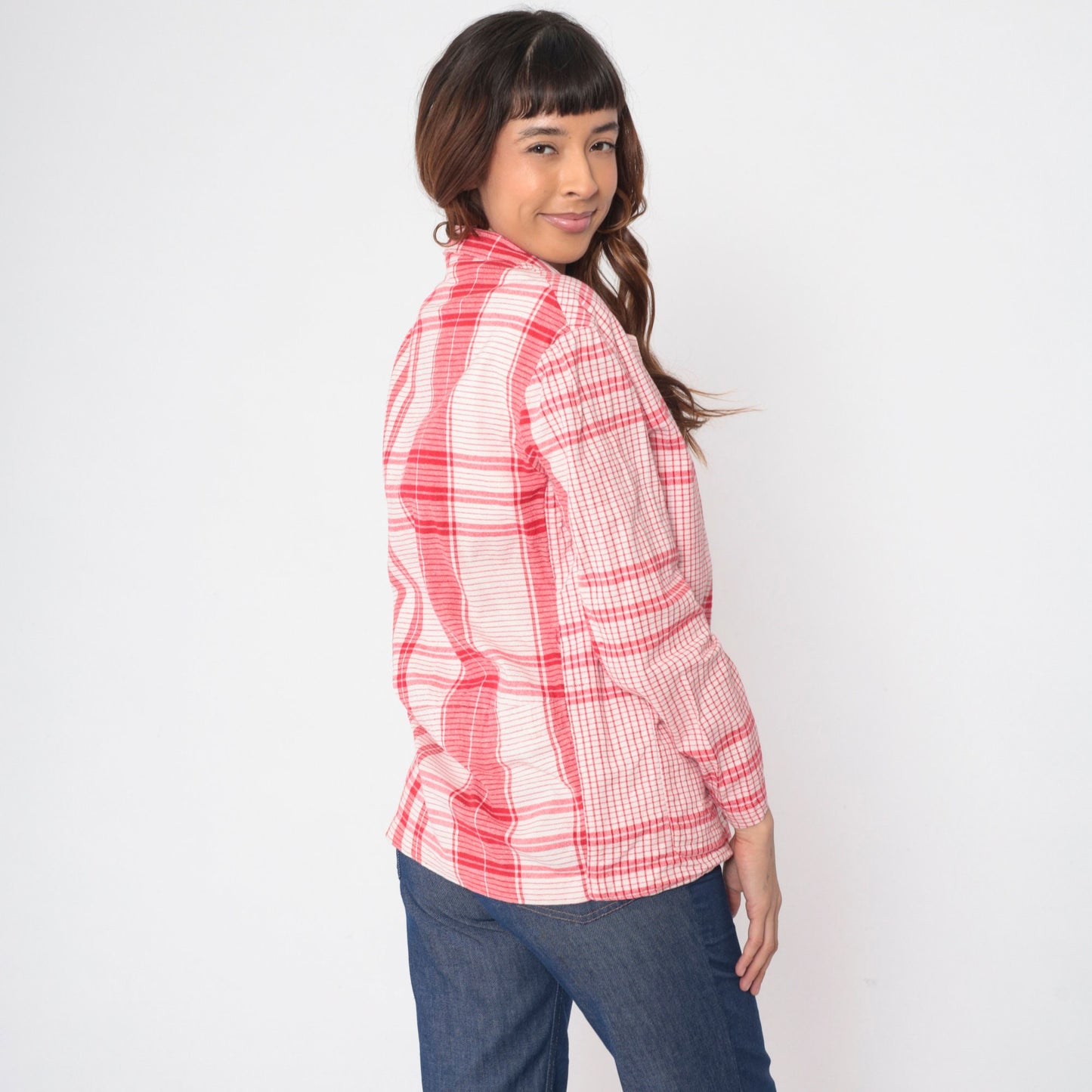 80s WilliWear Willi Smith Plaid Blazer Red White Cotton Jacket Small S