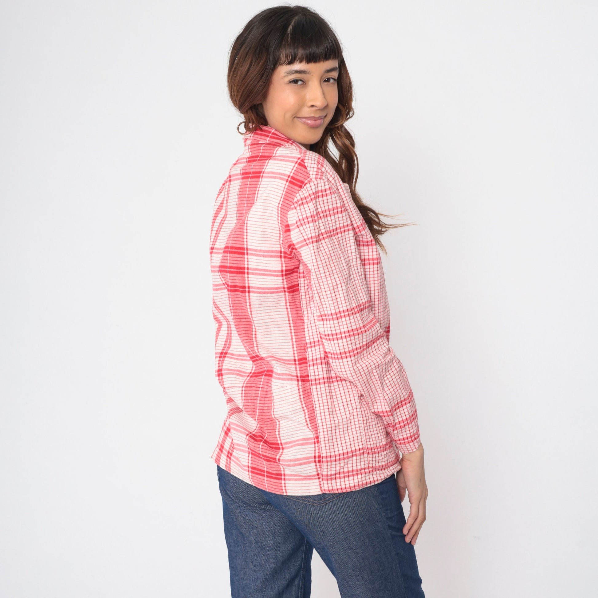 80s WilliWear Willi Smith Plaid Blazer Red White Cotton Jacket Small S