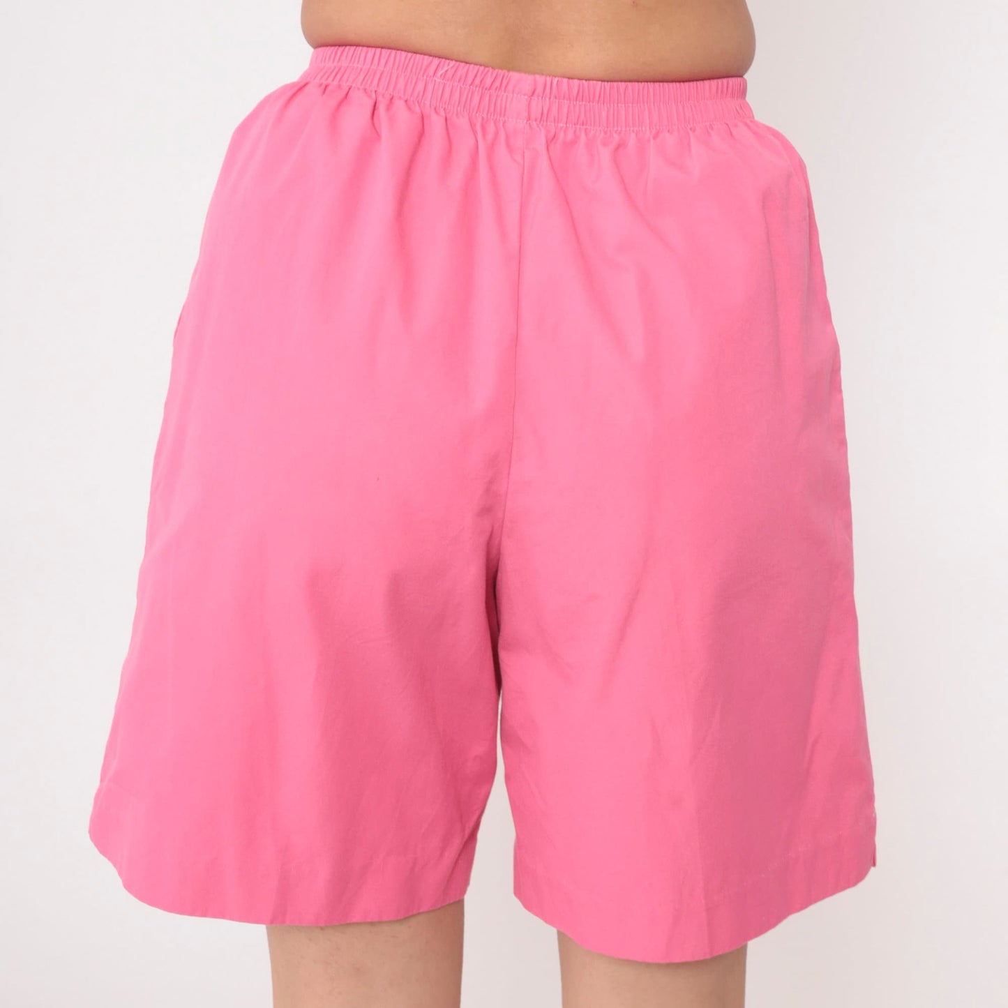 90s Bright Pink Elastic Waist Shorts High Rise Bermuda Small