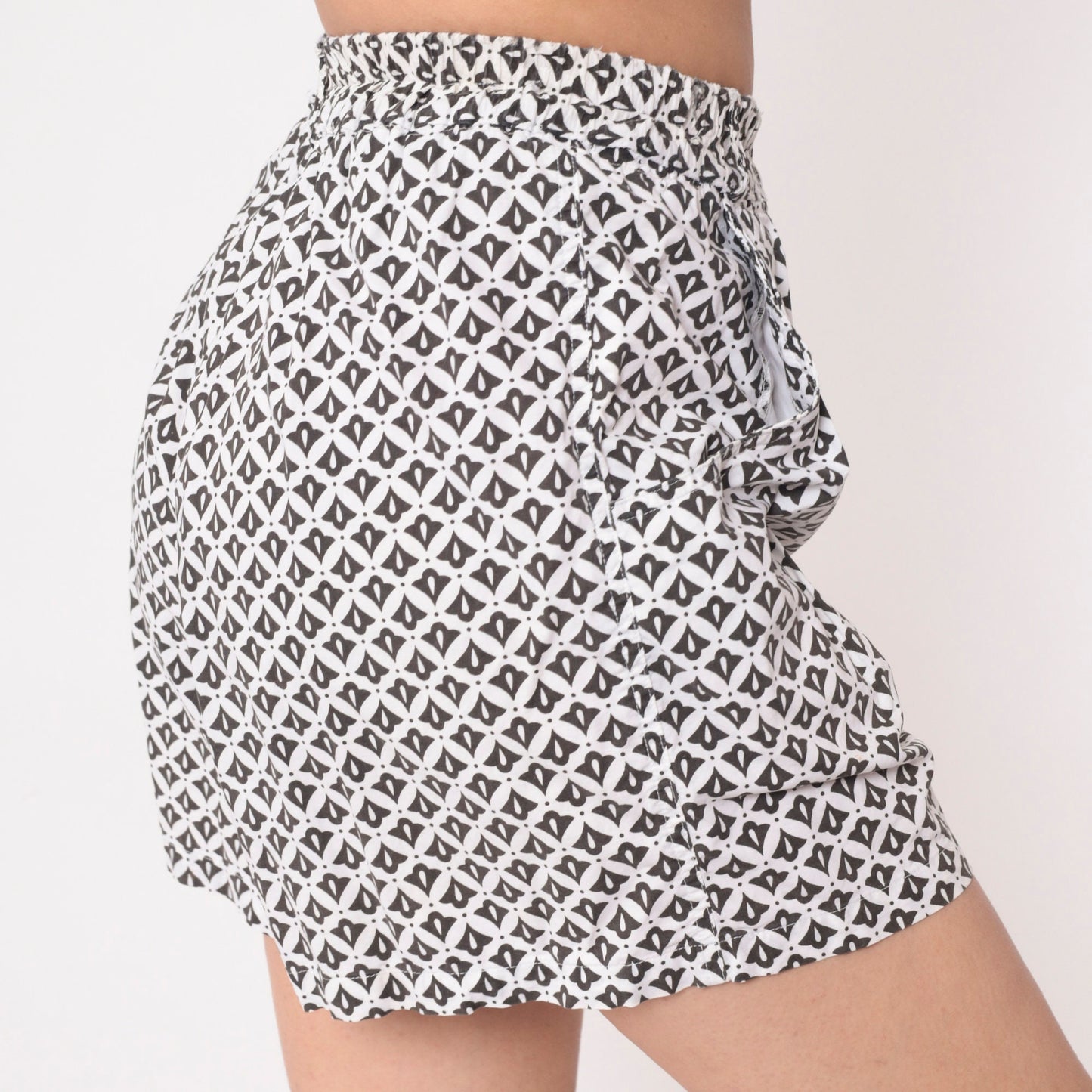 90s Liz Sport Geometric Shorts Black White High-Waist Small