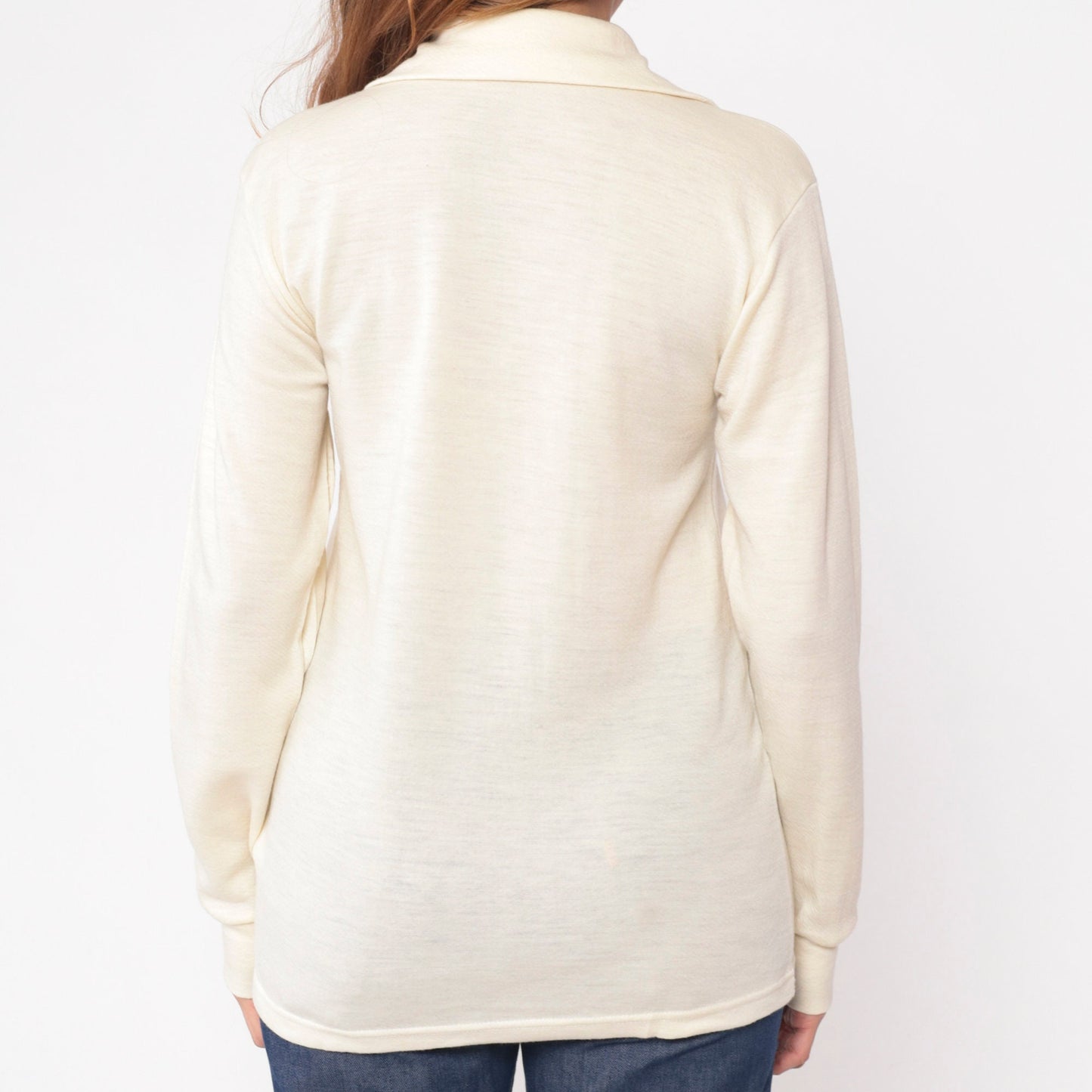 80s Devold Cream Wool Quarter Zip Pullover Long Sleeve Small